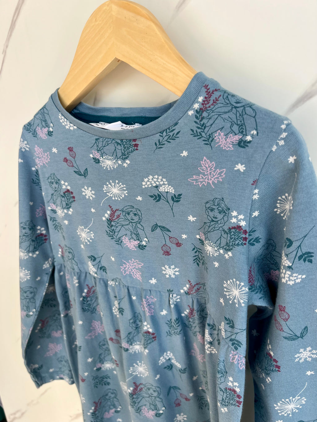 M&S Frozen Themed Long Sleeved Jersey Dress Age 5-6 Years