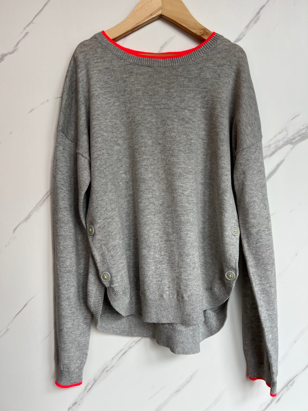 Boden Grey Jumper with Rainbow Heart Elbows Age 11-12 Years