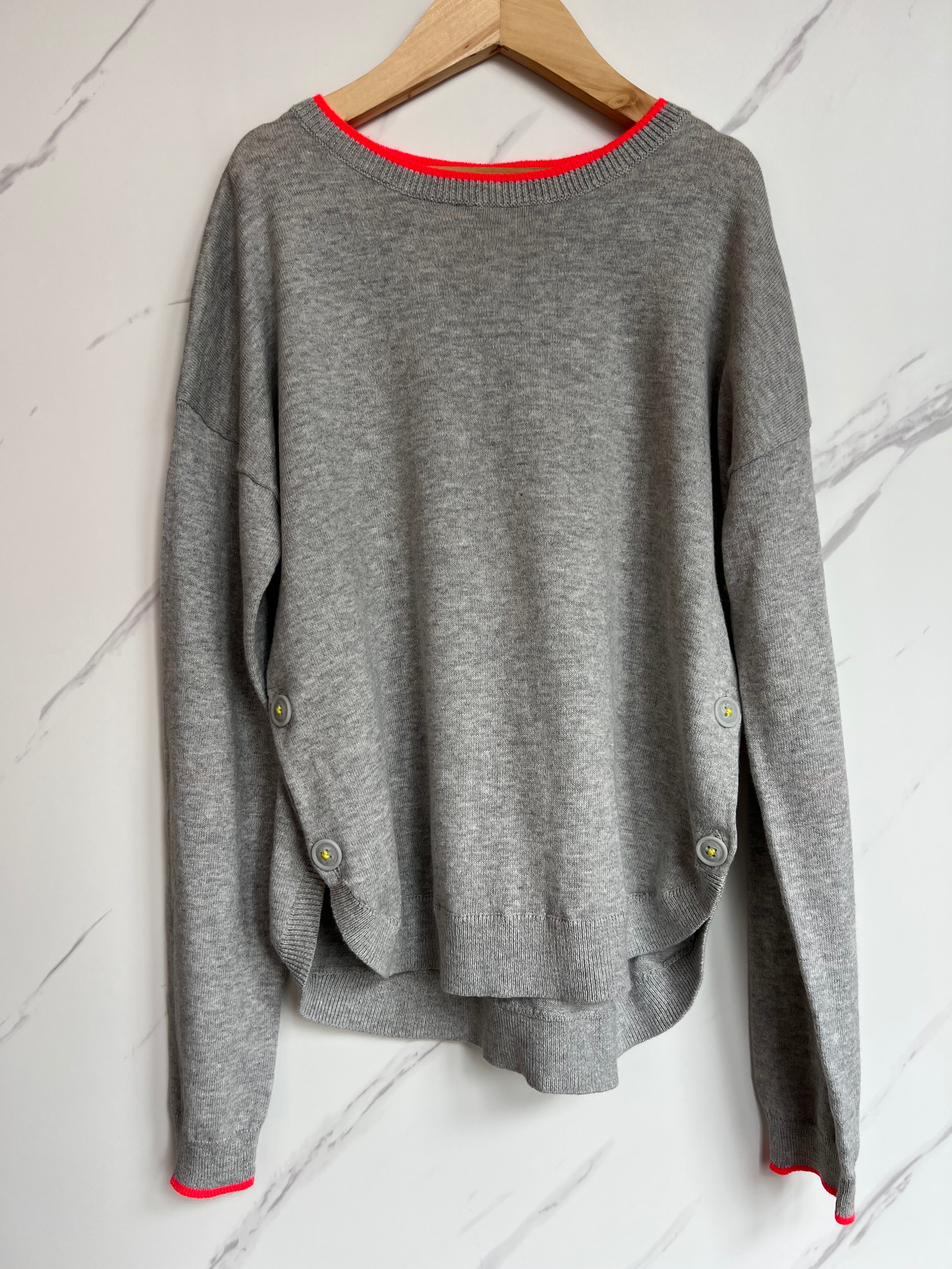Boden Grey Jumper with Rainbow Heart Elbows Age 11-12 Years
