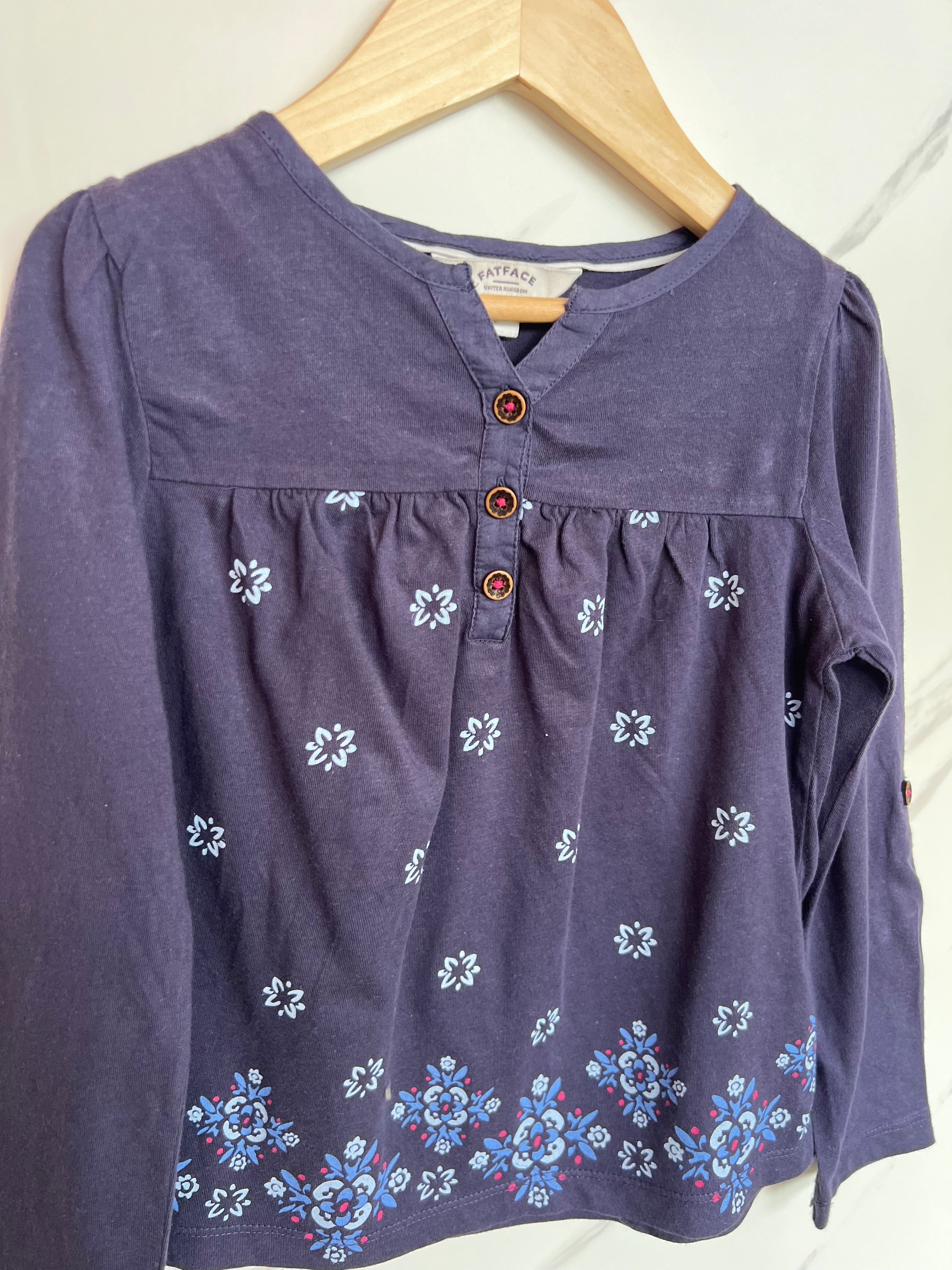 Fatface Blue Floral Lightweight Top Age 4-5 Years