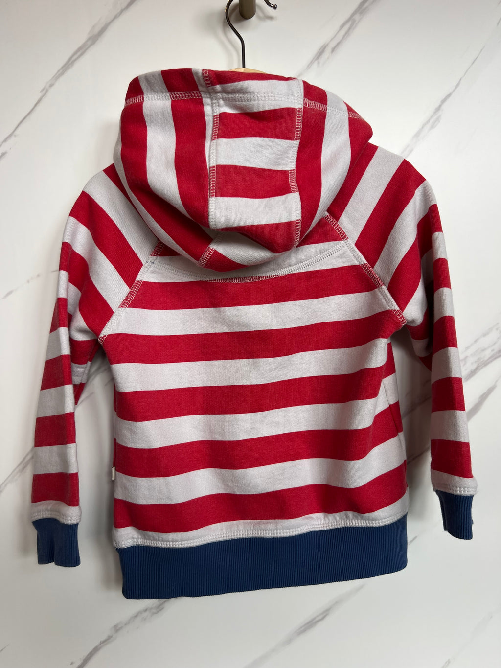 Frugi Red Striped Pirate Ship Hooded Sweatshirt Age 3-4 Years