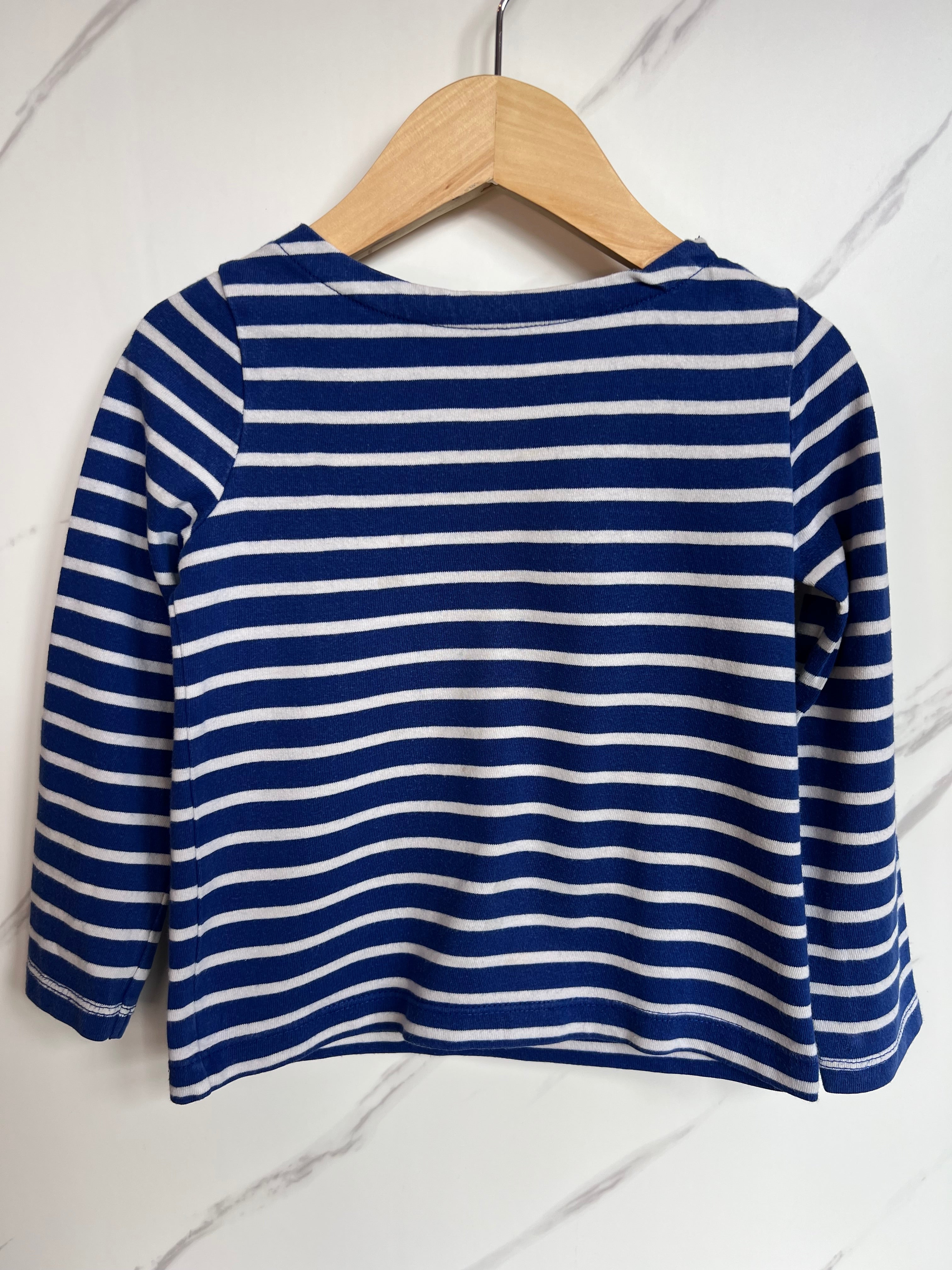 Boden Blue & White Striped Long-Sleeved Top Age 2-3 Years