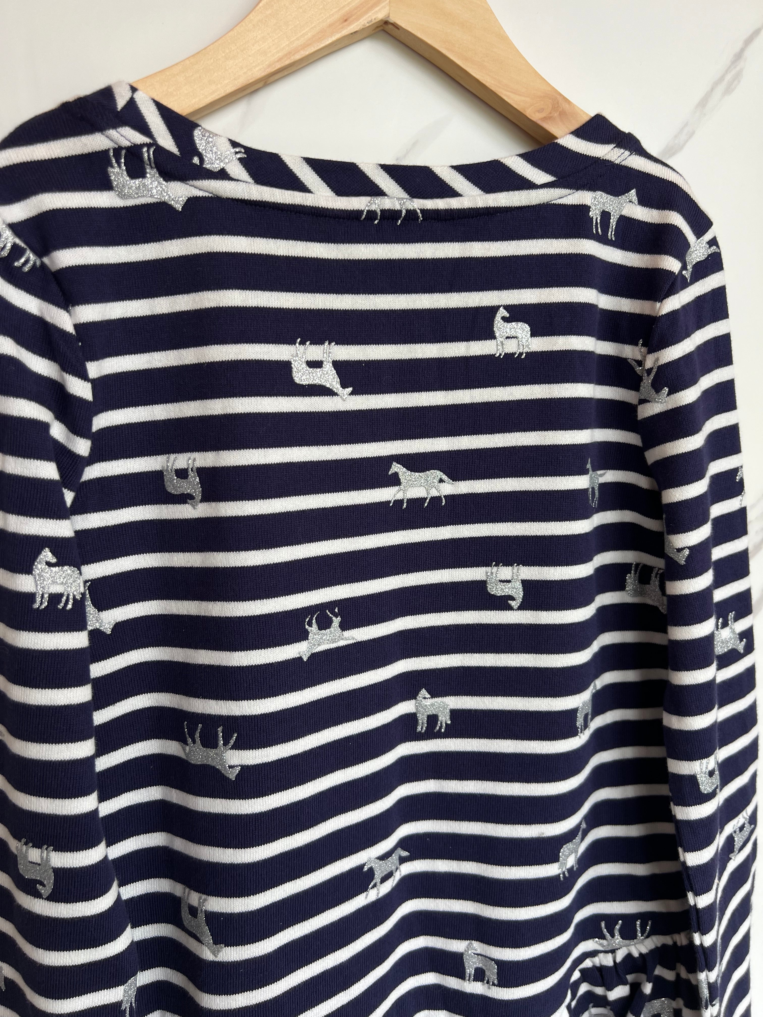 Joules Peplum Striped Top with Horse Design Age 9-10 Years