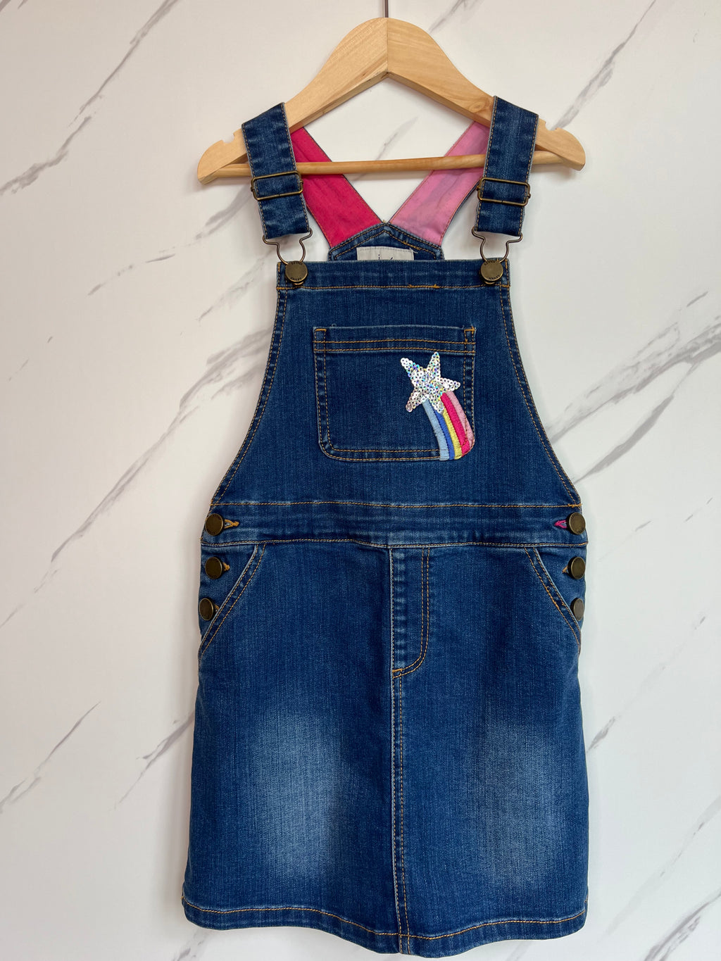 Joules Denim Dress with Rainbow Detail Age 6 Years