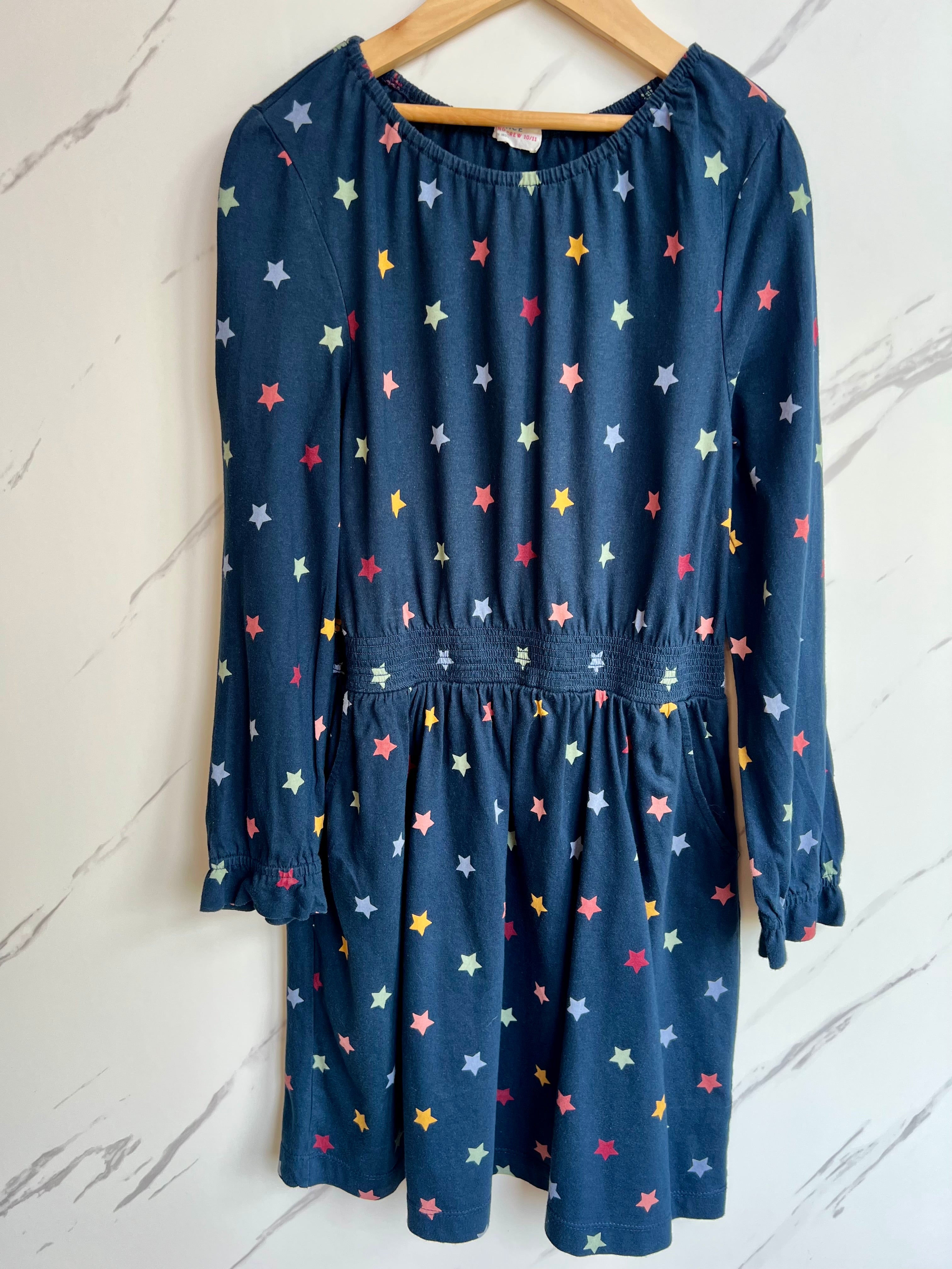 Fatface Navy Dress with Rainbow Stars Age 10-11 Years