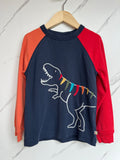 Frugi Navy, Red & Orange Dino Long-Sleeved Top Age 5-6 Years