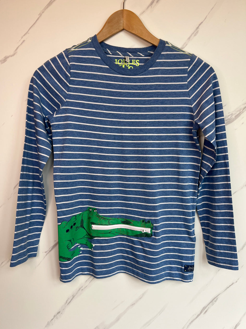 Joules Blue & White Striped Crocodile Long-Sleeved Top Age 9-10 Years