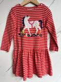 Joules Red Striped Horse Dress Age 4 Years