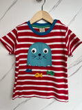 Frugi Red Striped Seal T-Shirt Age 3-4 Years