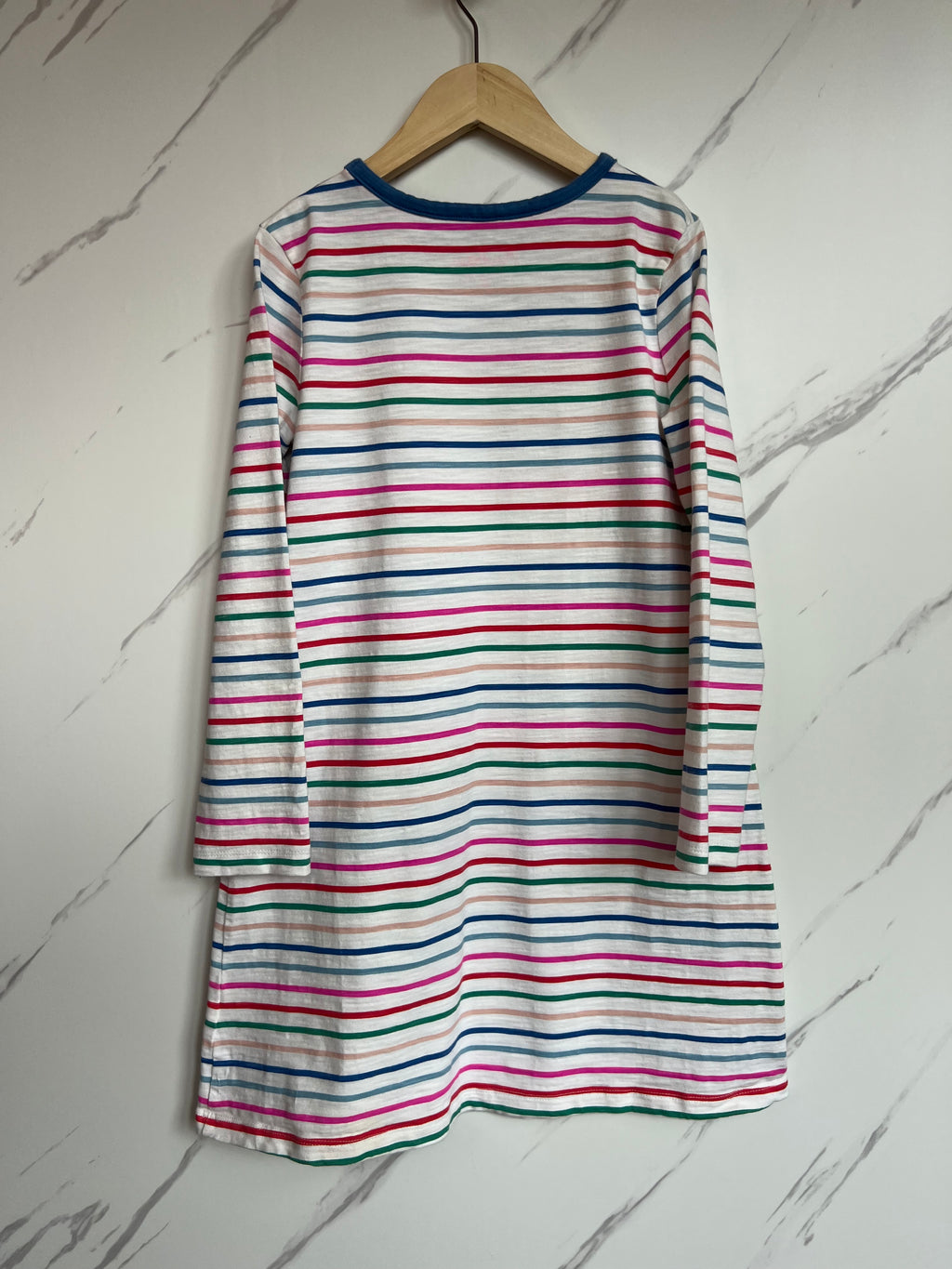 Boden White with Rainbow Stripes Long-Sleeved Dress Age 9-10 Years
