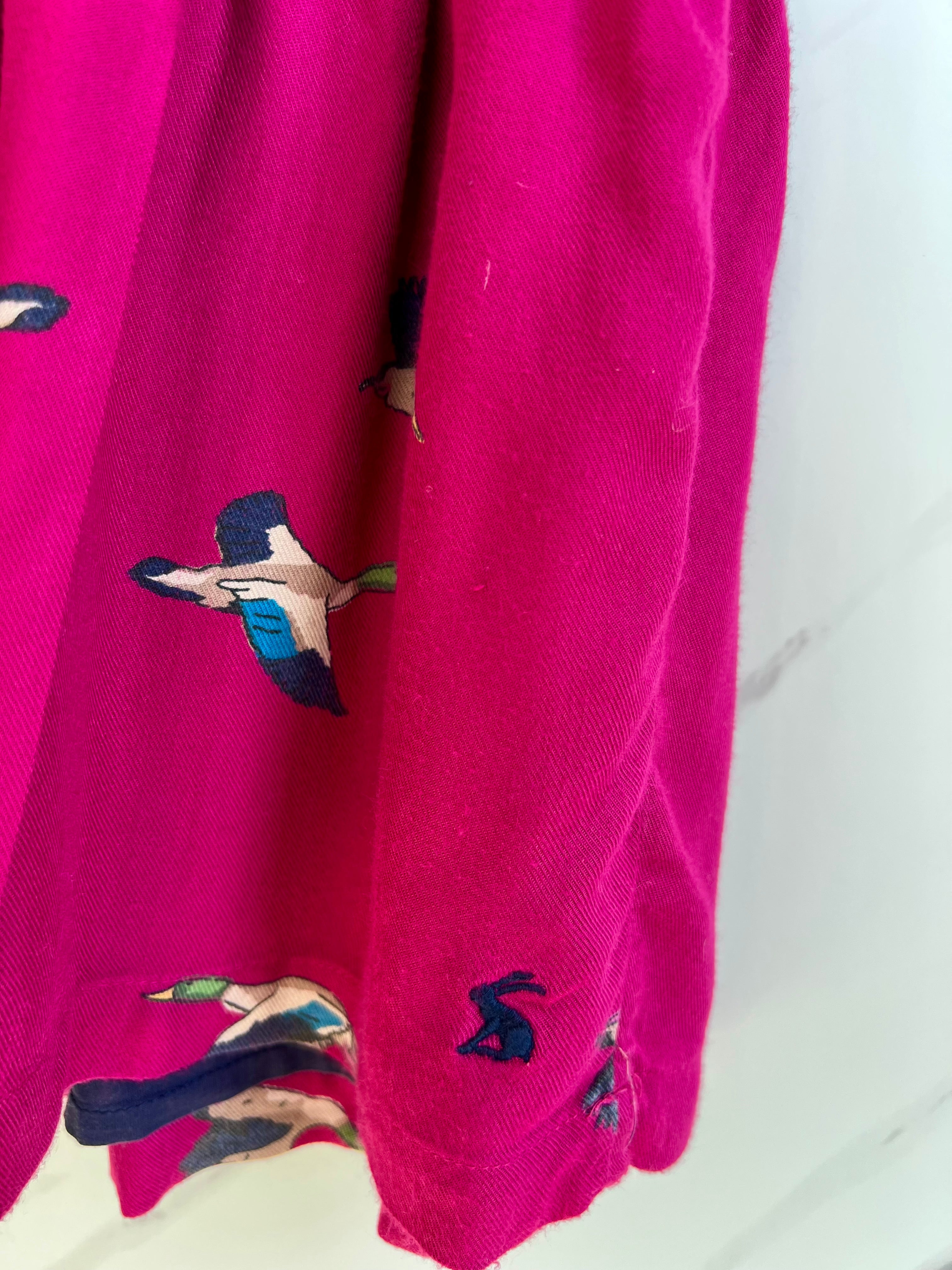 Joules Fuchsia Flying Ducks Dress Age 6-7 Years