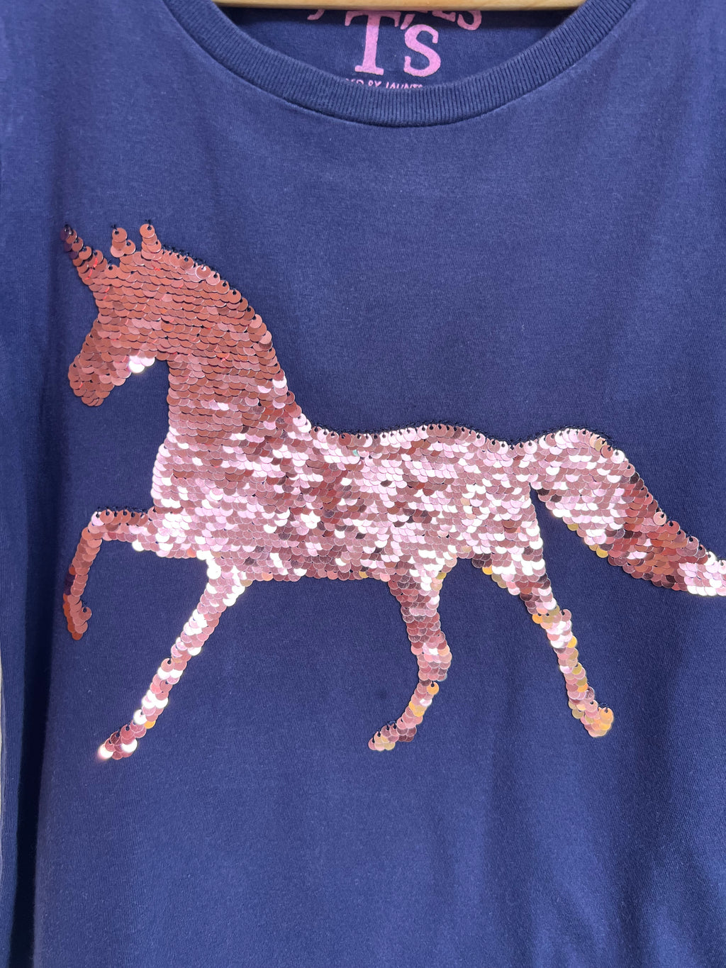 Joules Navy Sequinned Unicorn T-Shirt Age 9-10 Years