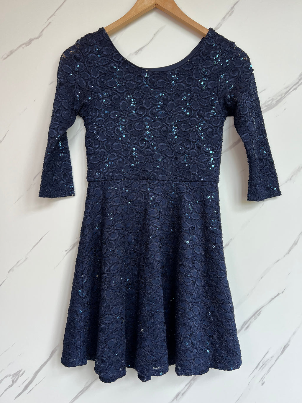M&S Navy Lace Party Dress Age 11-12 Years