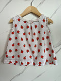 Boden White Sleeveless Top with Red Flowers Age 3-4 Years