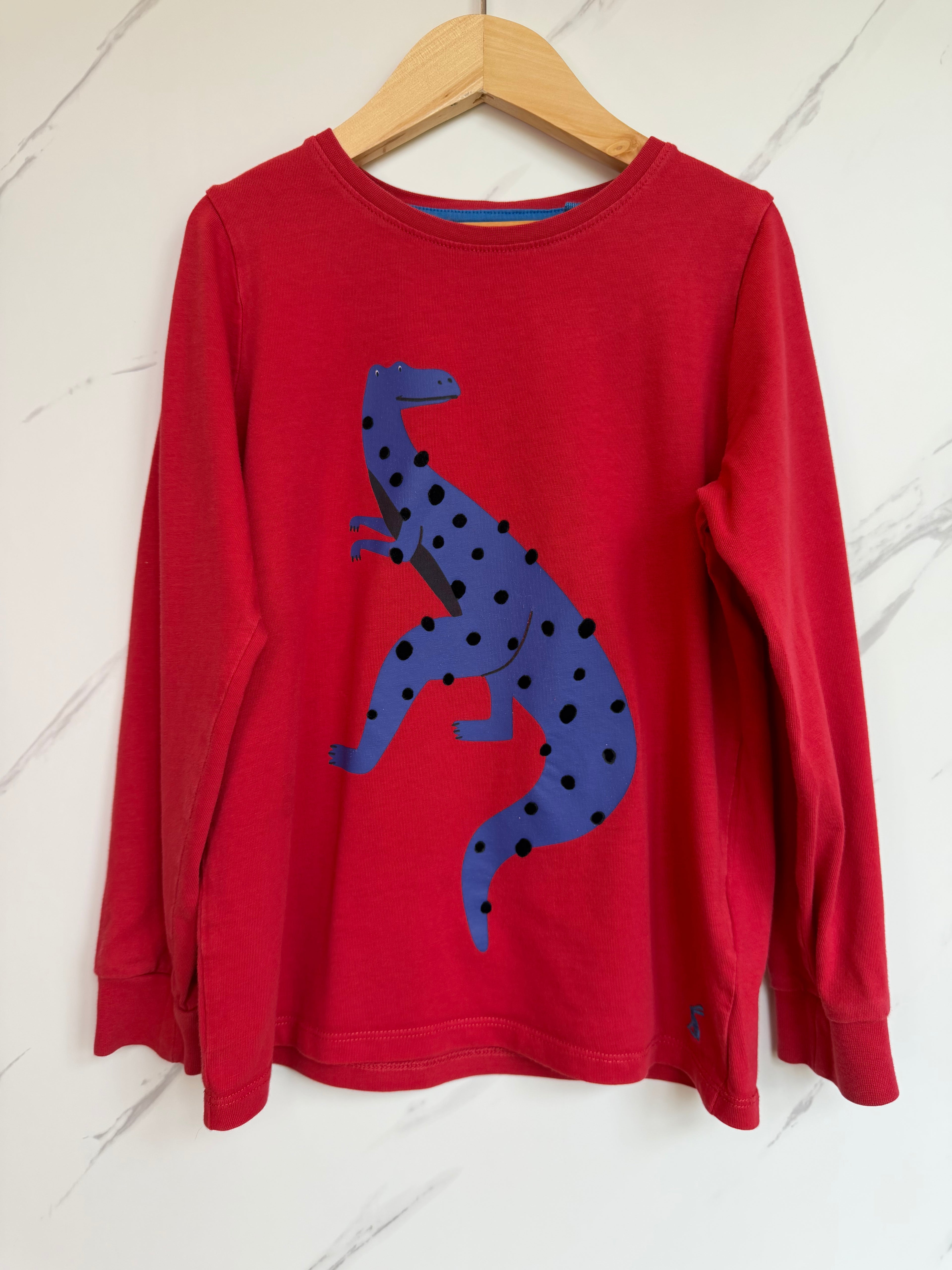 Joules Red Dino Long-Sleeved Top Age 7 Years