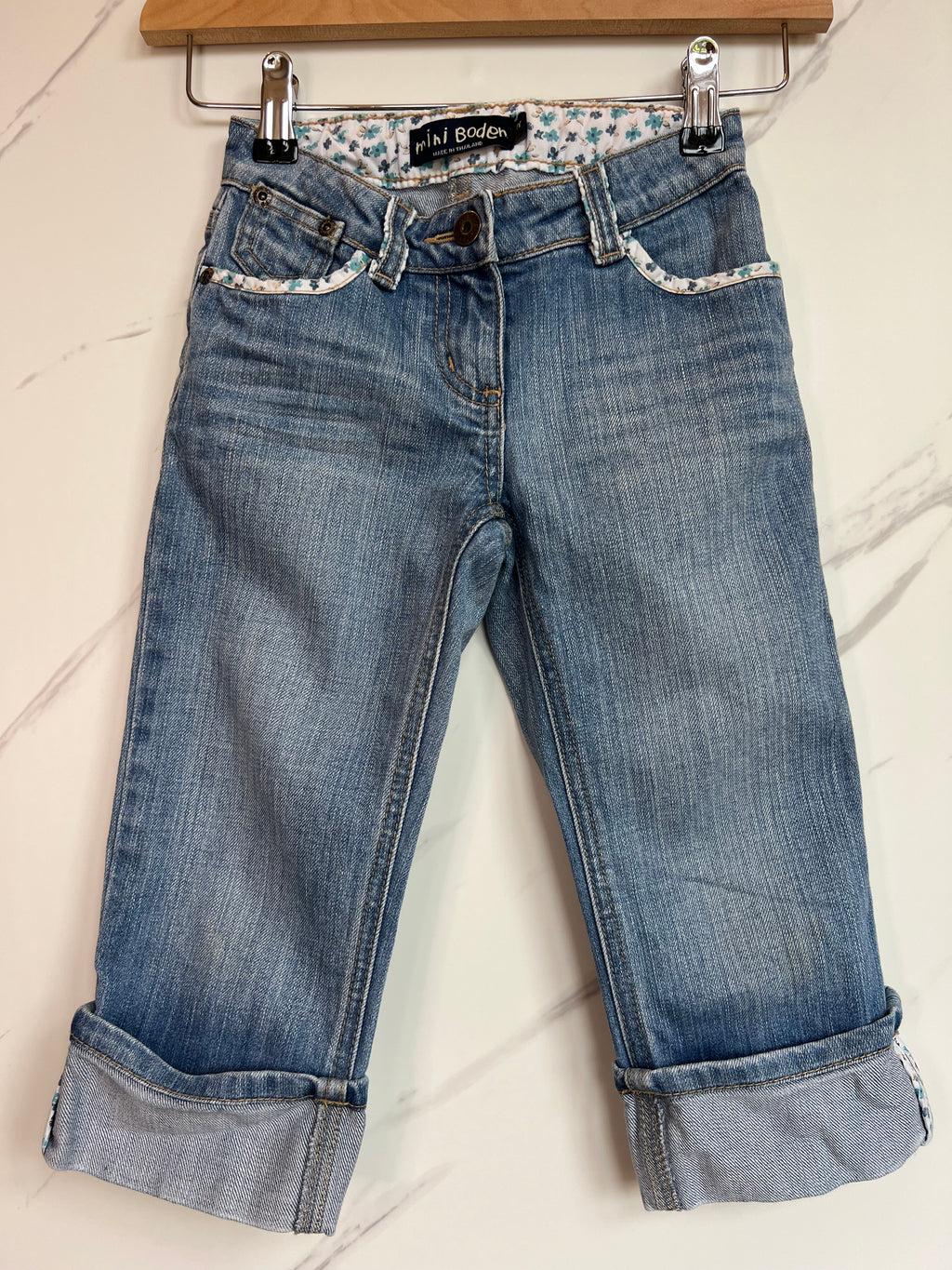Boden Floral Edged Cropped Jeans Age 7-8 Years
