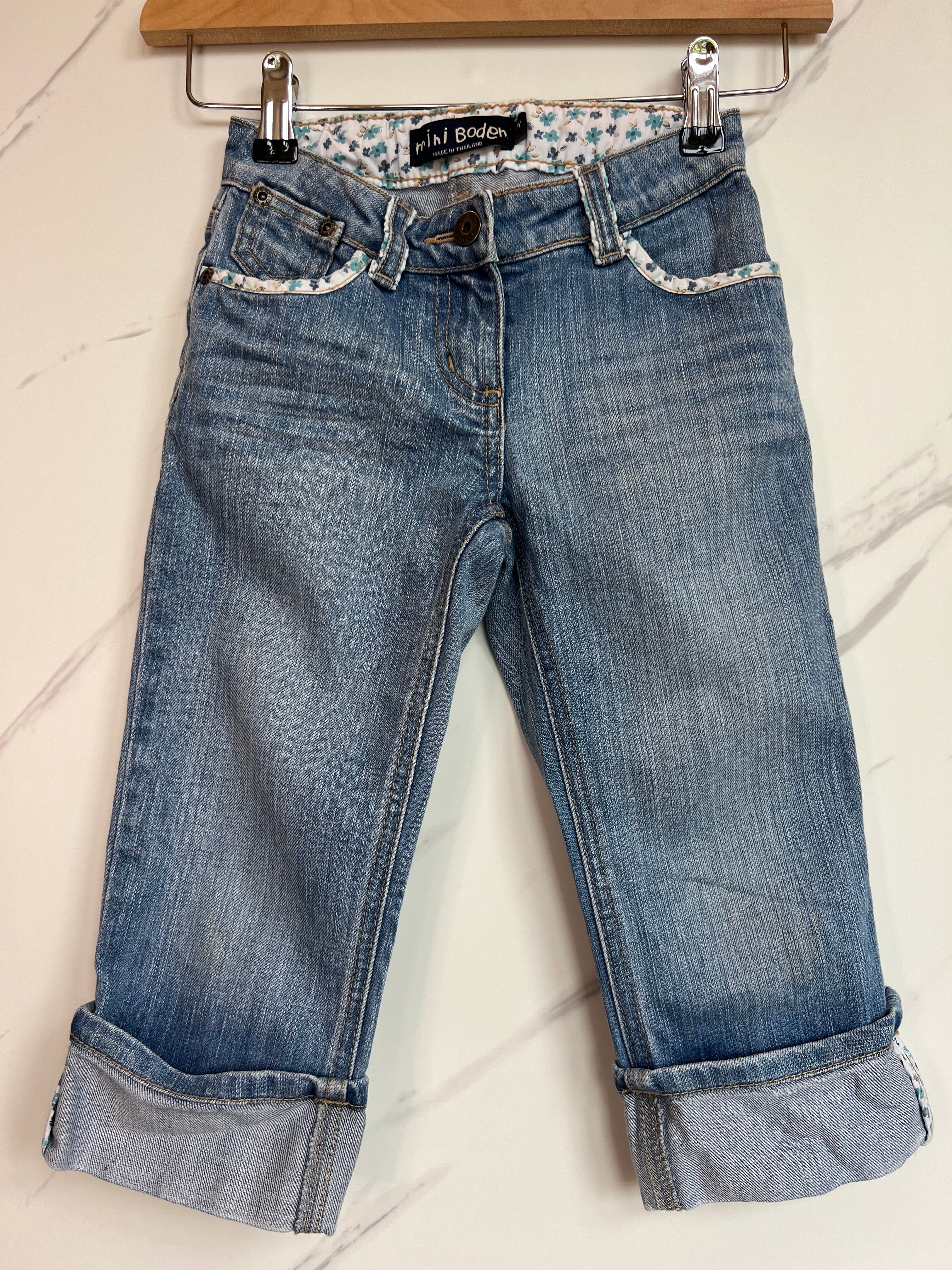 Boden Floral Edged Cropped Jeans Age 7-8 Years