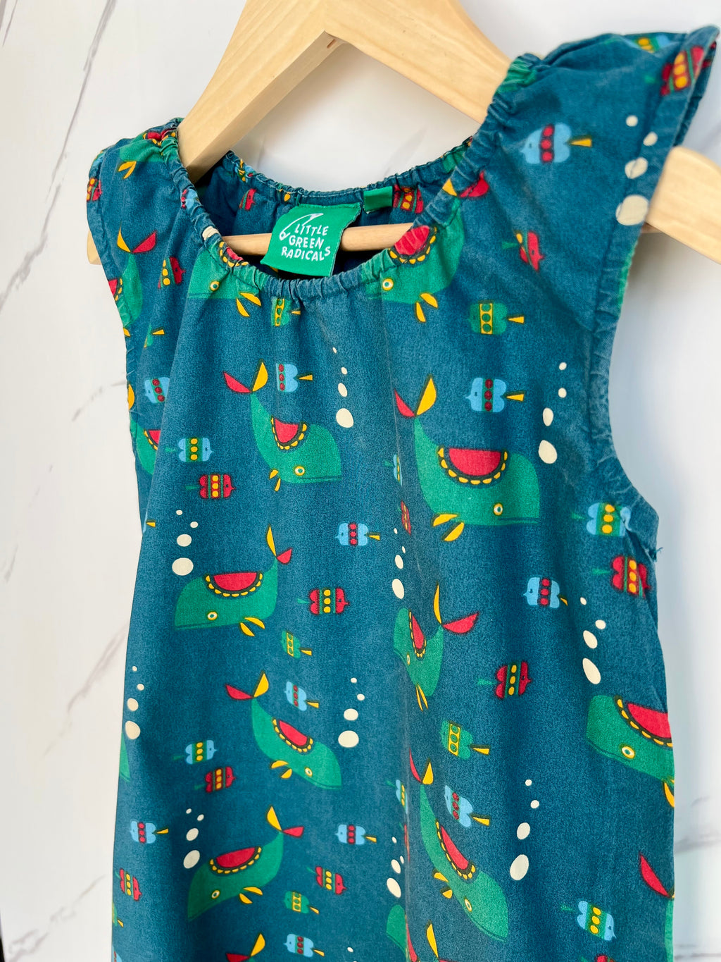 Little Green Radicals Blue Whale Tunic Dress Age 5-6 years
