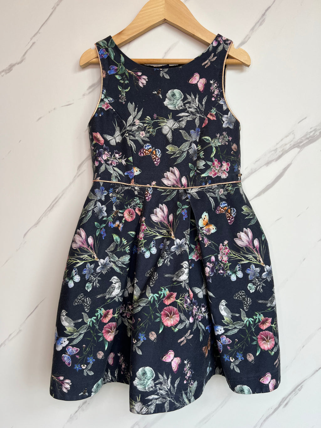 M&S Navy Butterfly Dress Age 5-6 Years