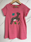 Frugi Pink Stripe Deer T-Shirt Age 6-7 Years