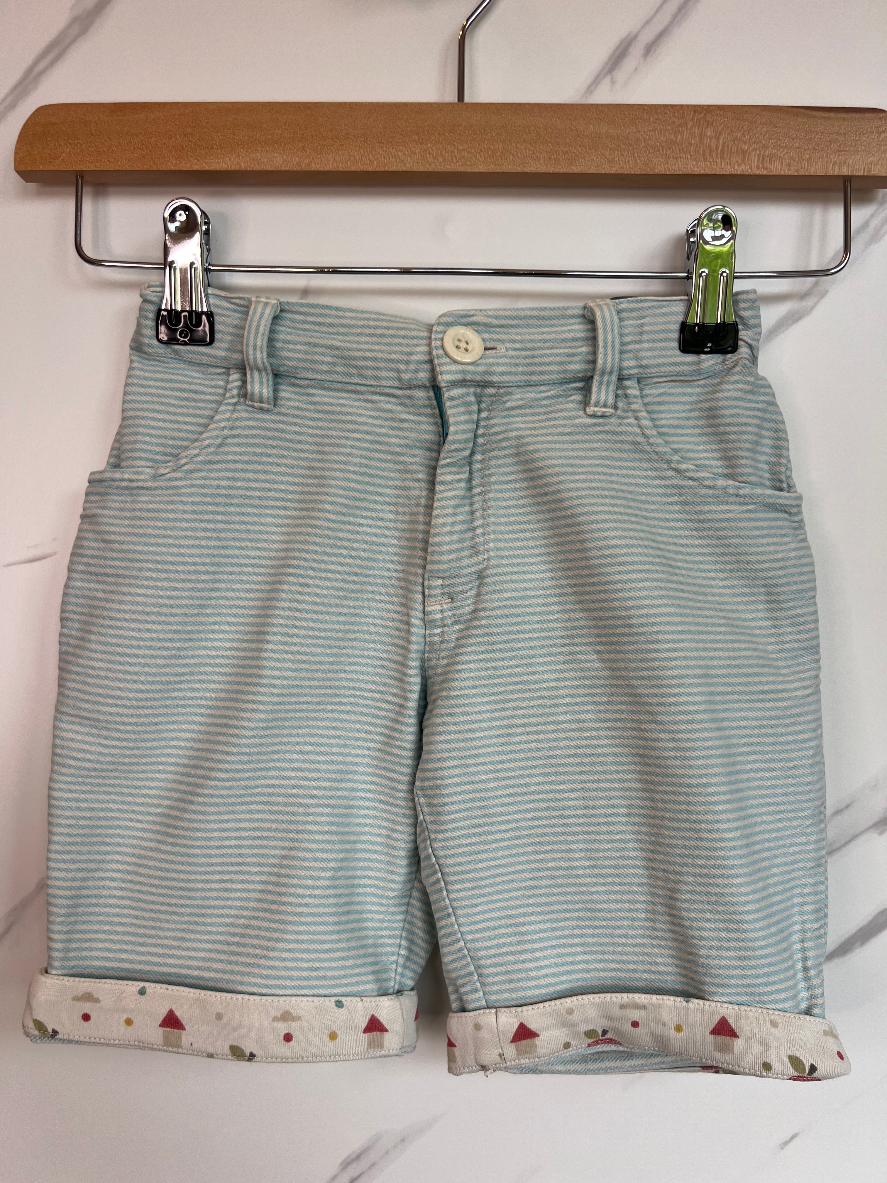 Little Green Radicals Pale Green Striped Shorts Age 4-5 Years