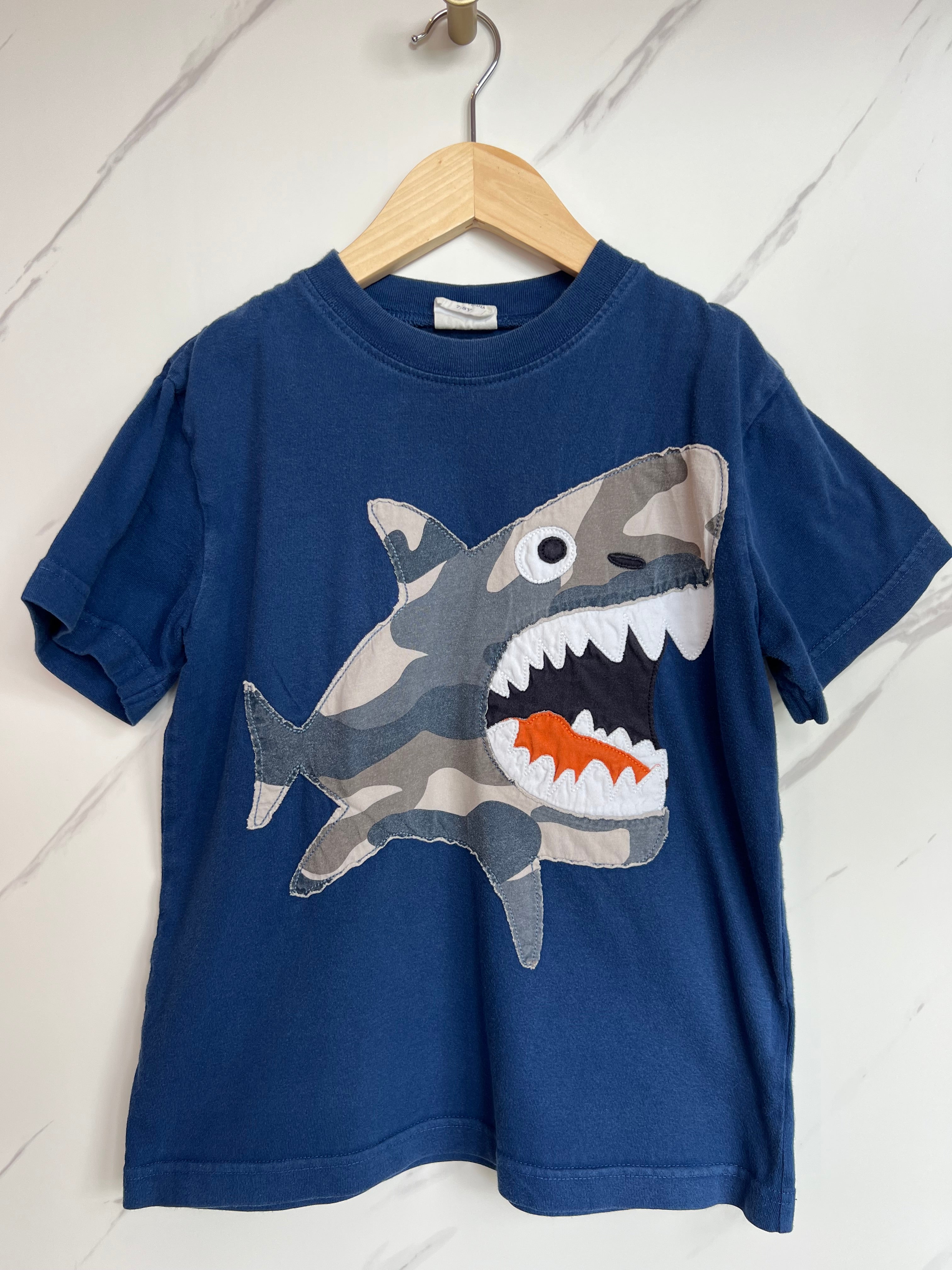 Boden Navy Shark T-Shirt Age 7-8 Years
