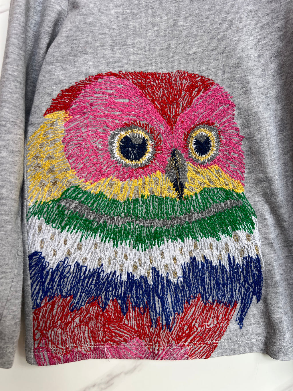 Boden Grey Owl Long-Sleeved Top Age 4-5 Years