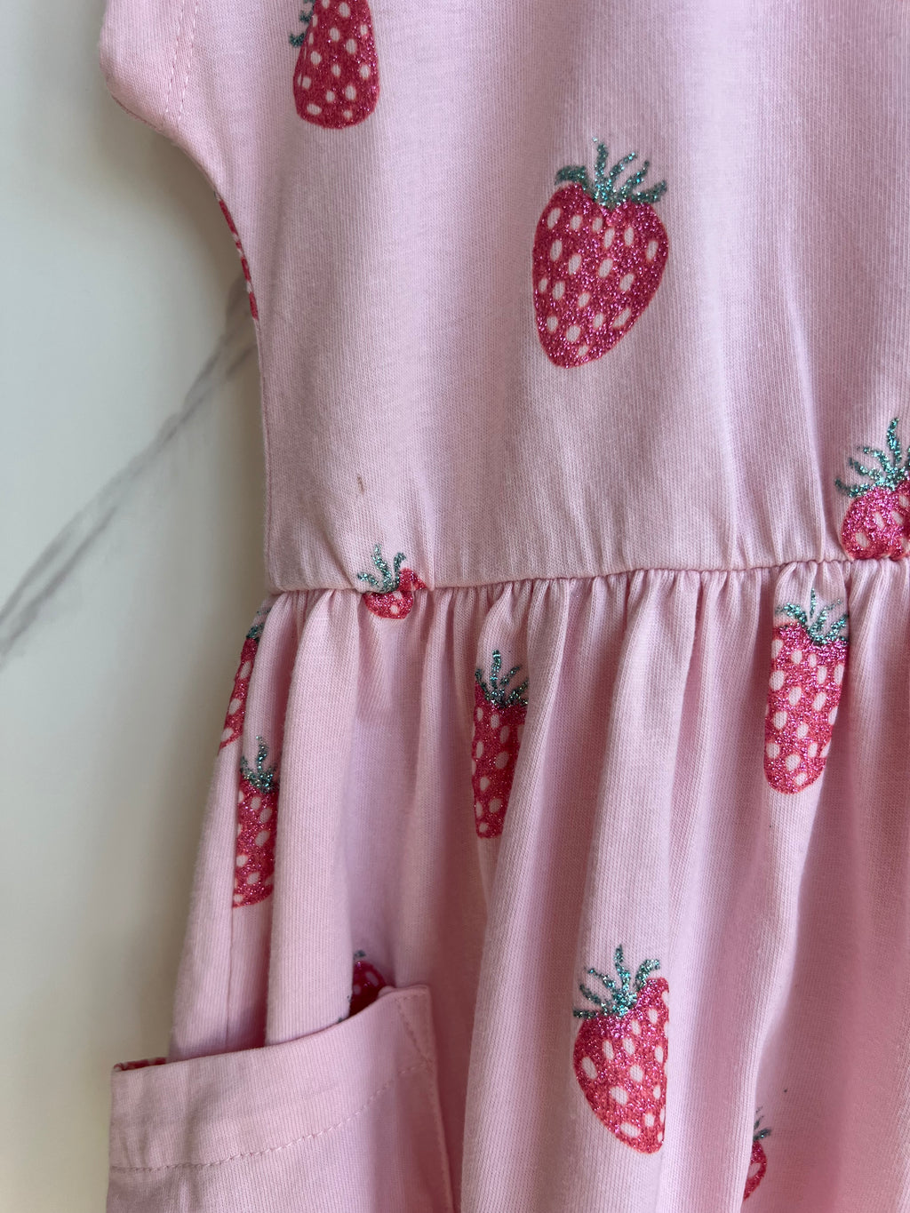 John Lewis Pink Strawberries Jersey Dress Age 9 Years