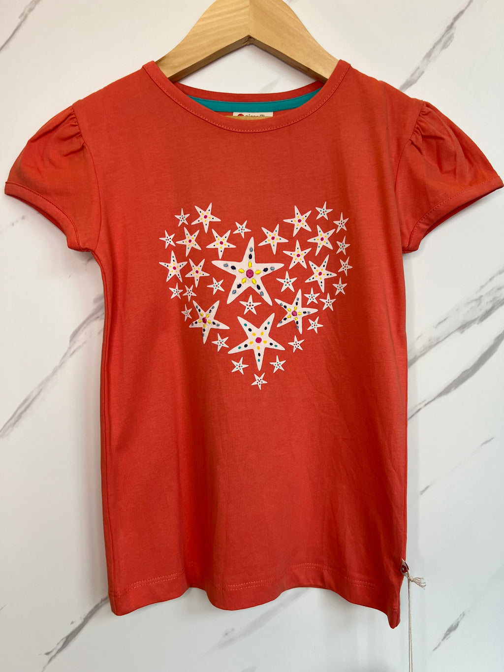 Piccalilly Coral Starfish Heart T-Shirt Age 4-5 Years