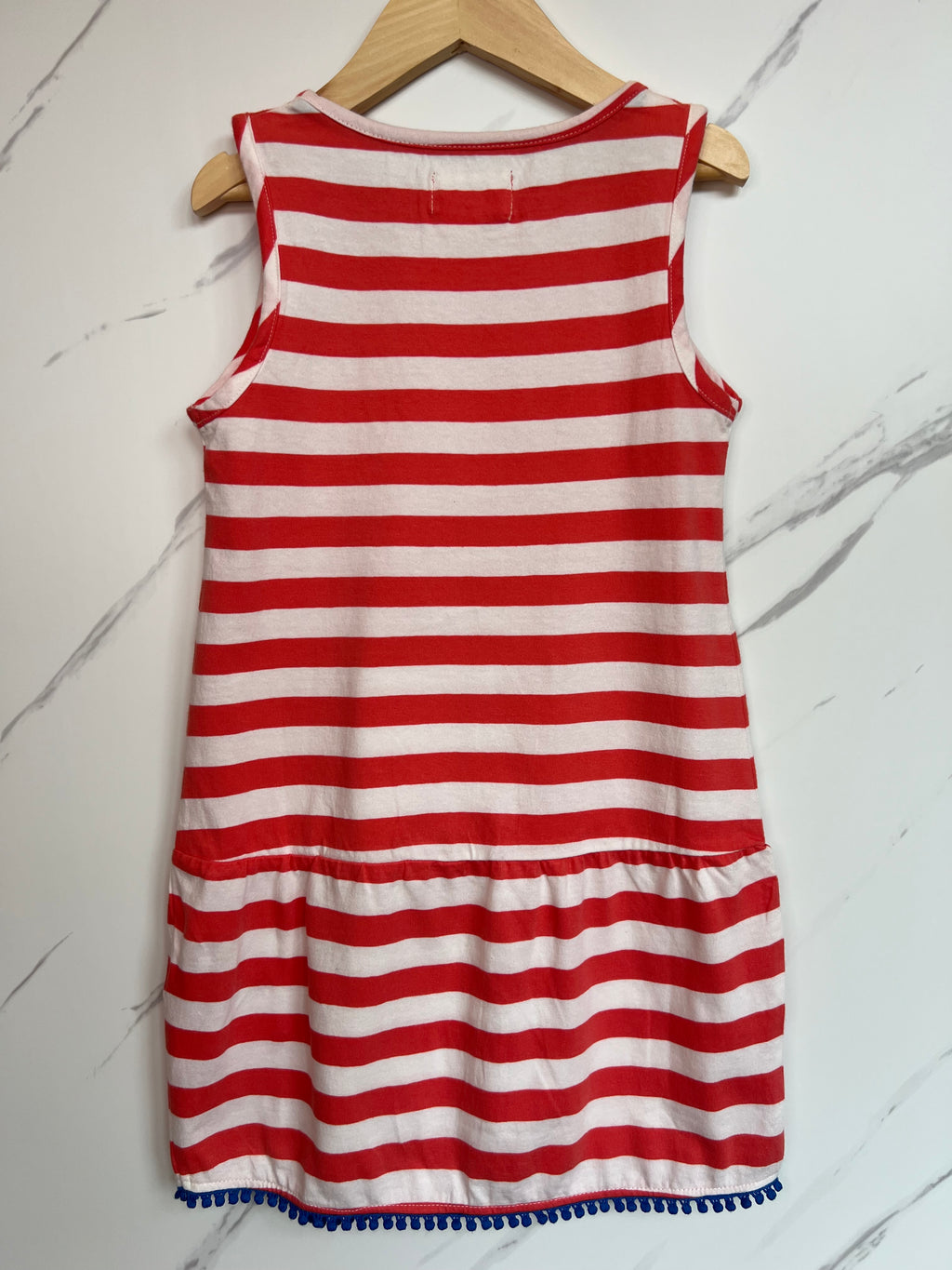 Boden Red & White Striped Sleeveless Dress Age 5-6 Years