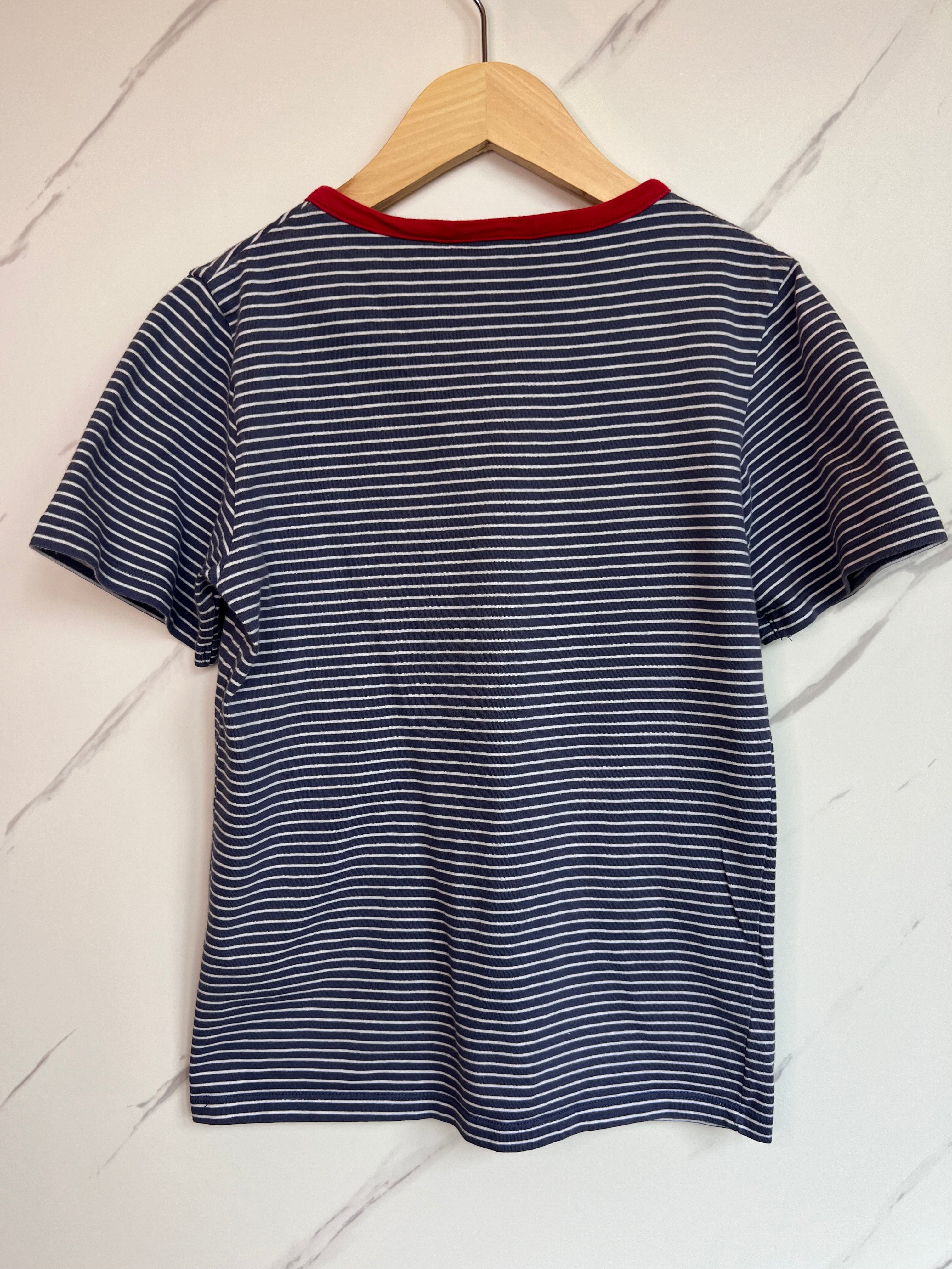 Little White Company Blue & White Striped T-Shirt Age 9-10 Years