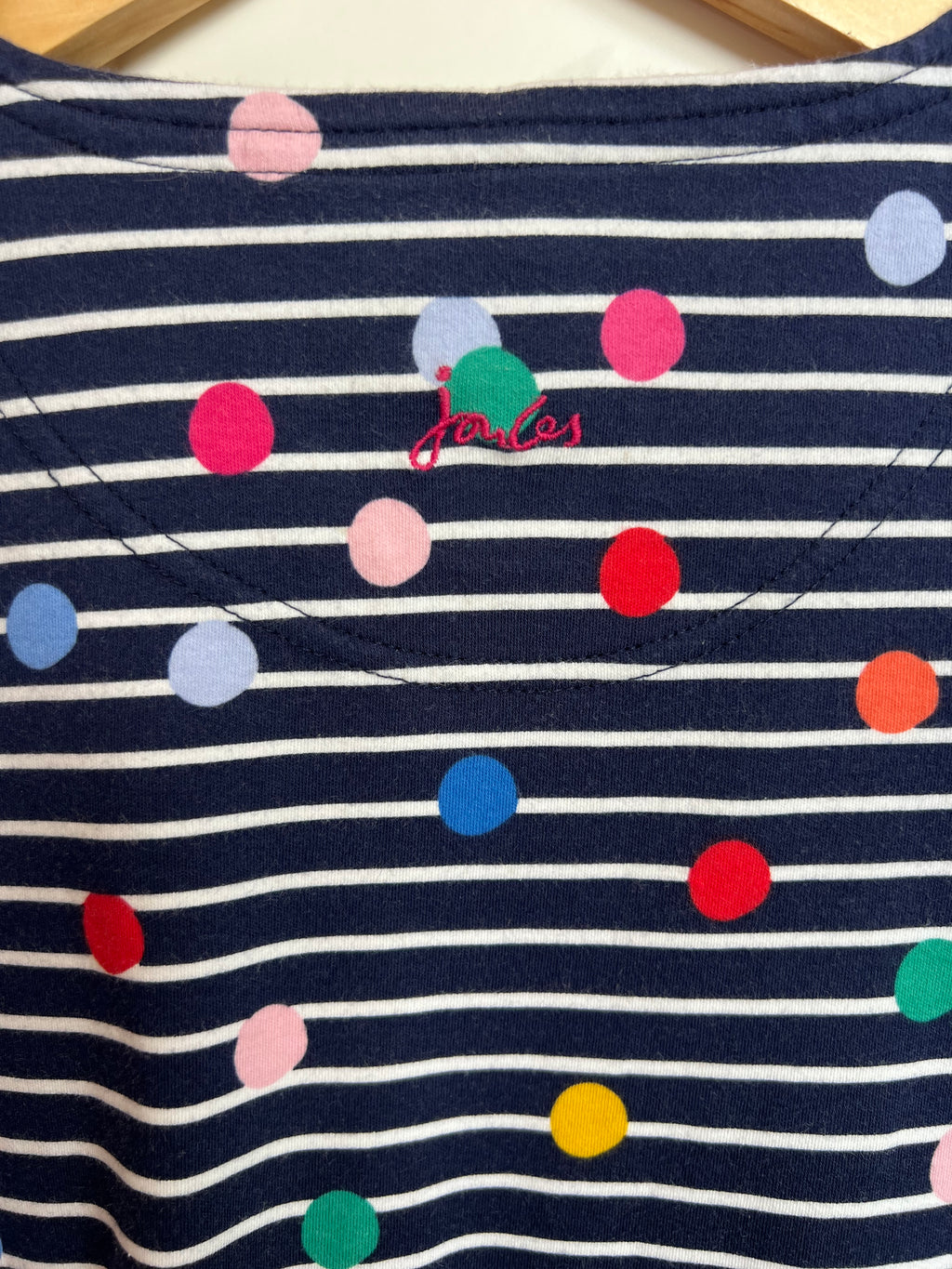Joules Navy Rainbow Spot & Striped Long-Sleeved Top Age 7 Years