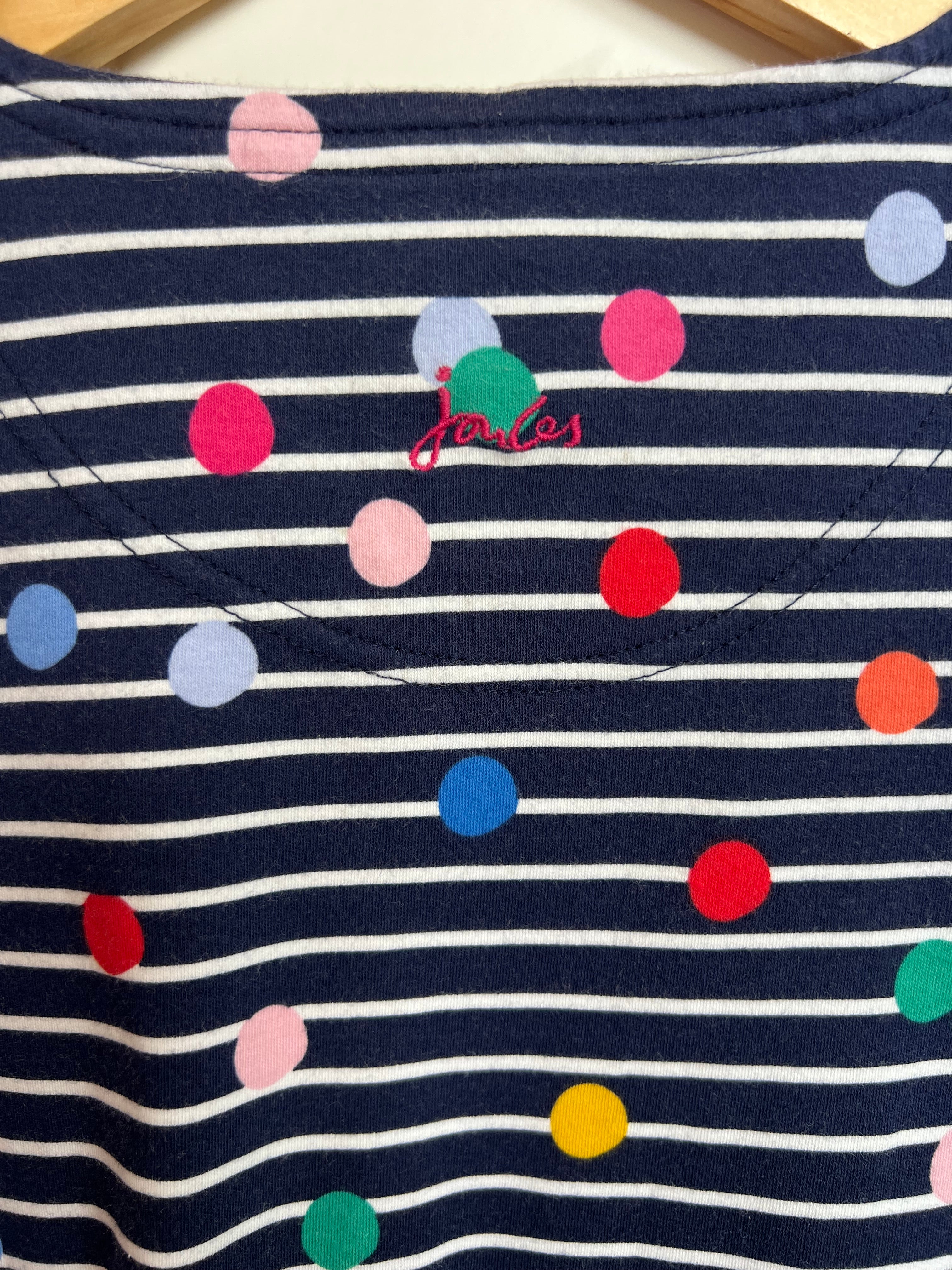 Joules Navy Rainbow Spot & Striped Long-Sleeved Top Age 7 Years