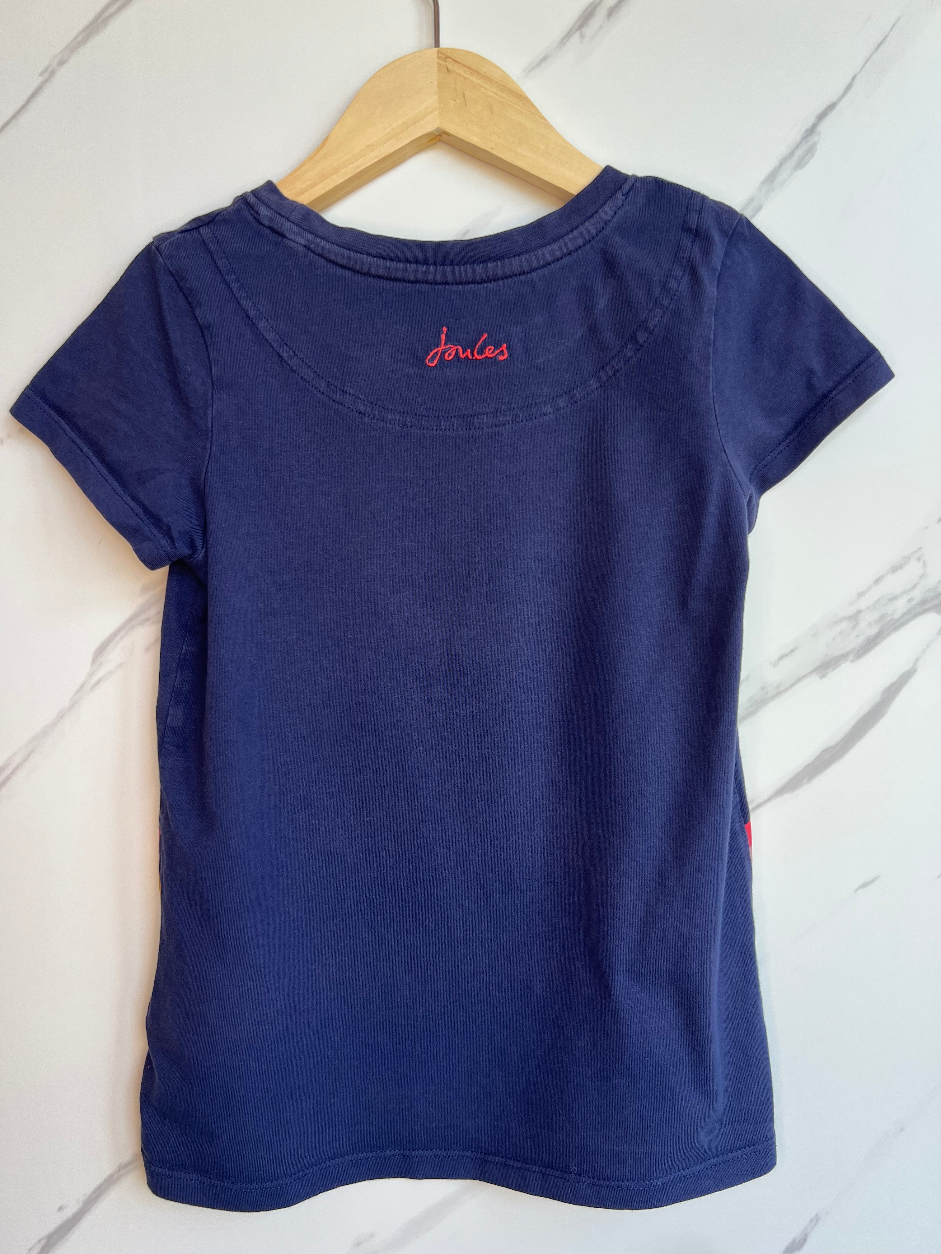 Joules Navy T-shirt with Rainbow Unicorn Design Age 7-8 Years