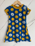 Maxomorra Blue & Yellow Dandelion Dress Age 18-24 months