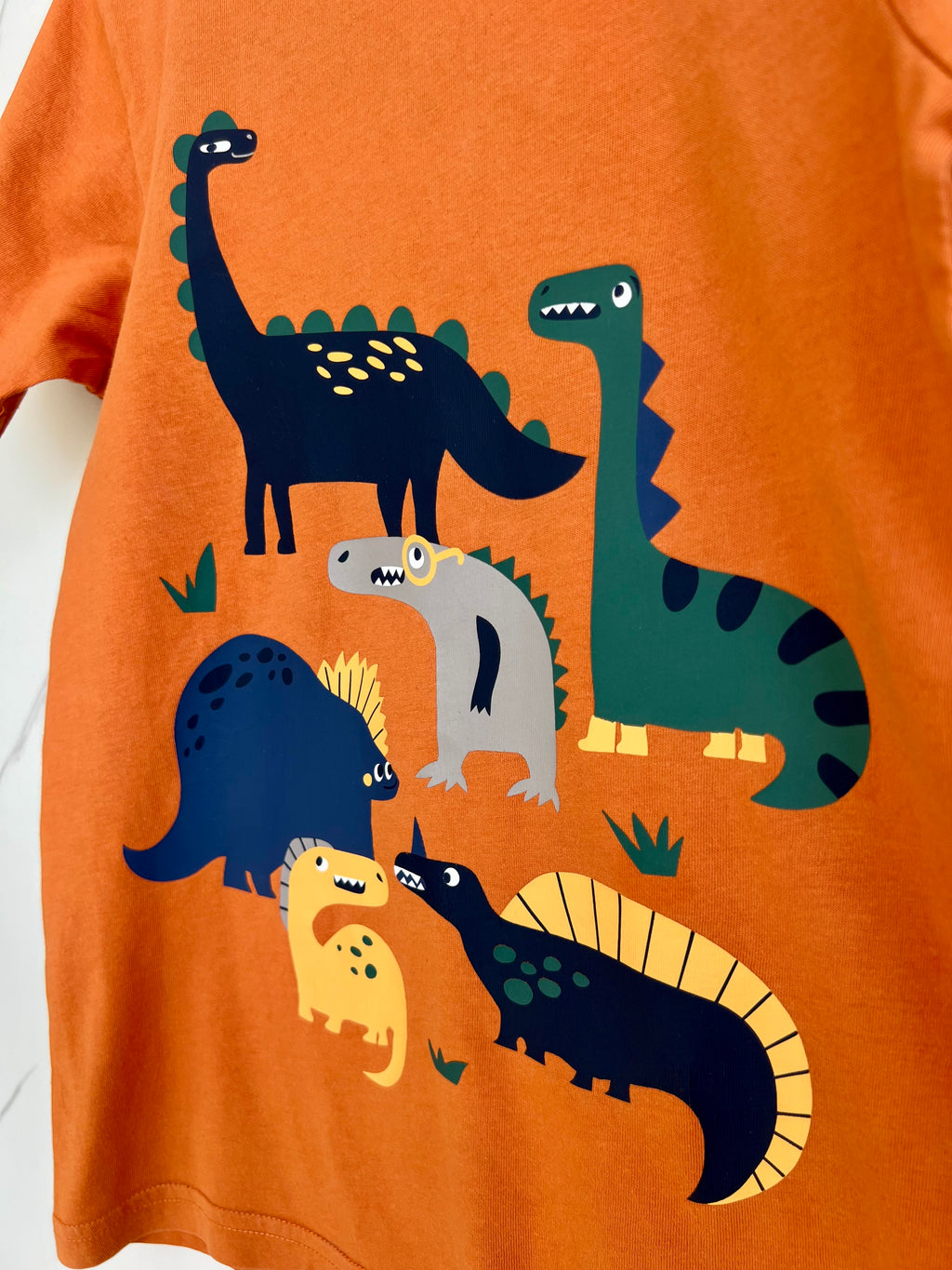 Polarn O. Pyret Orange Dinosaurs T-Shirt Age 7-8 Years
