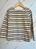 Boden Cream, Navy and Gold Striped Long-Sleeved Top Age 6-7 Years