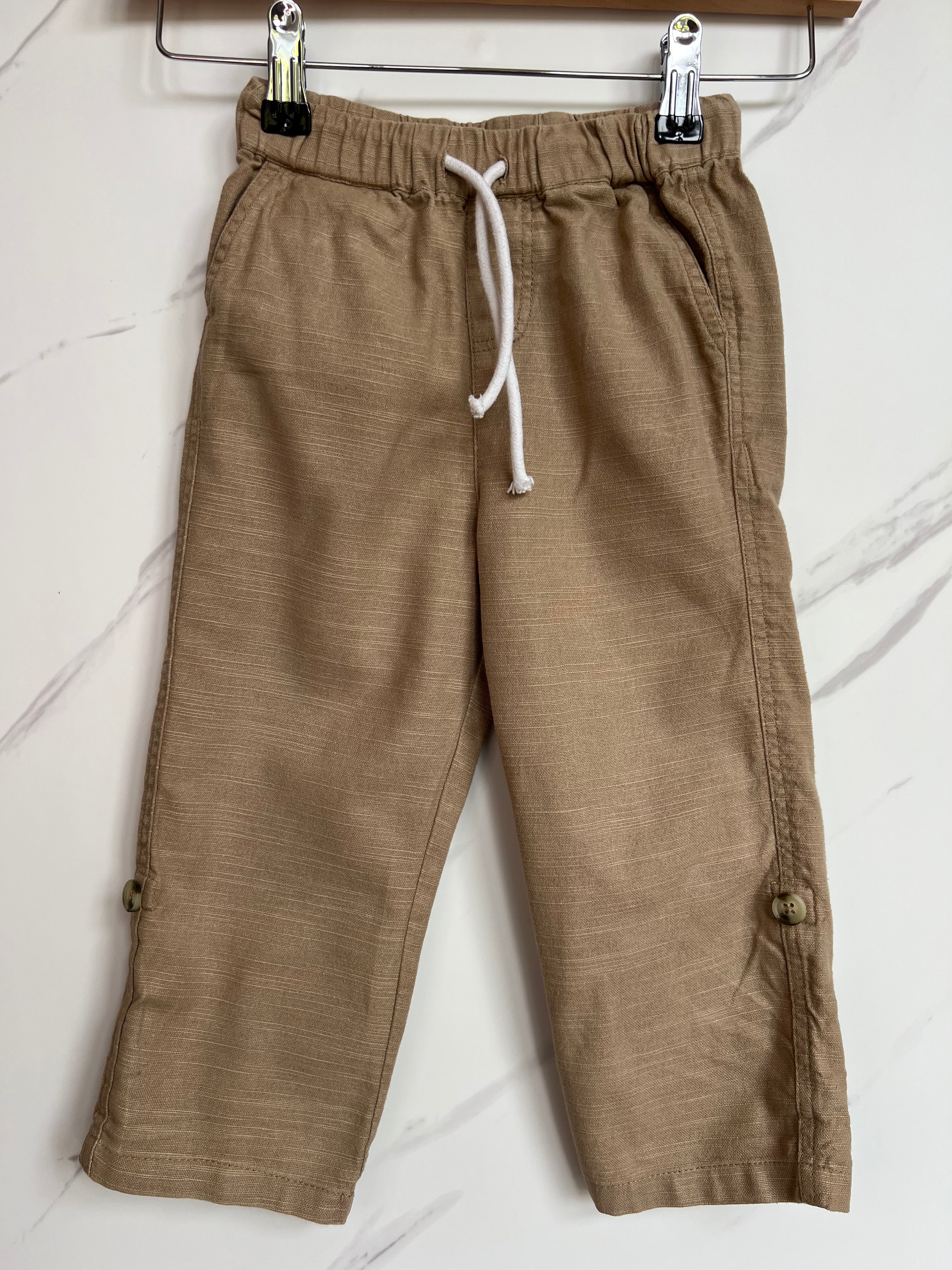 Monsoon Brown Linen Trousers Age 2-3 Years