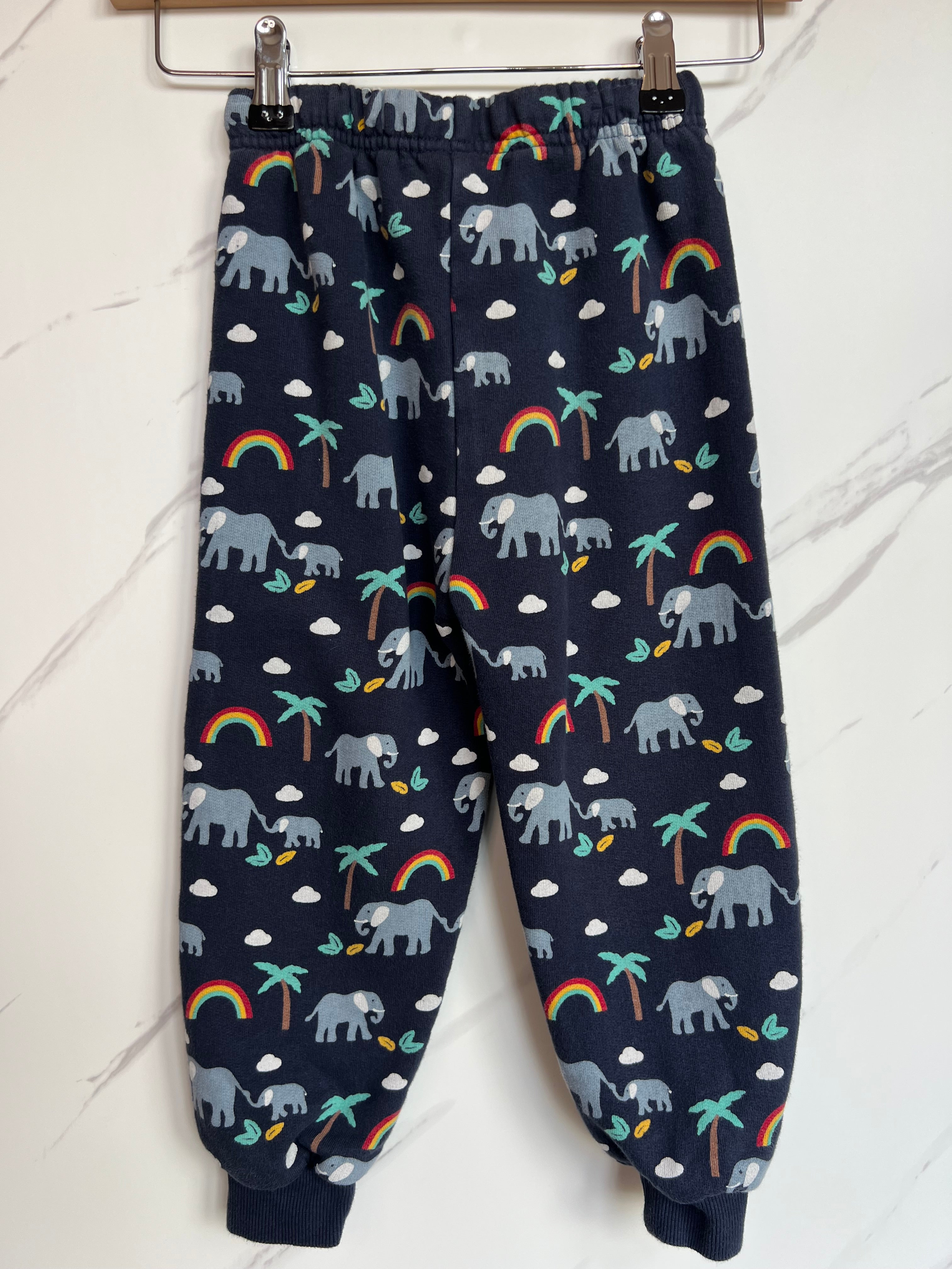 Frugi Navy Elephant & Rainbow Joggers Age 3-4 Years
