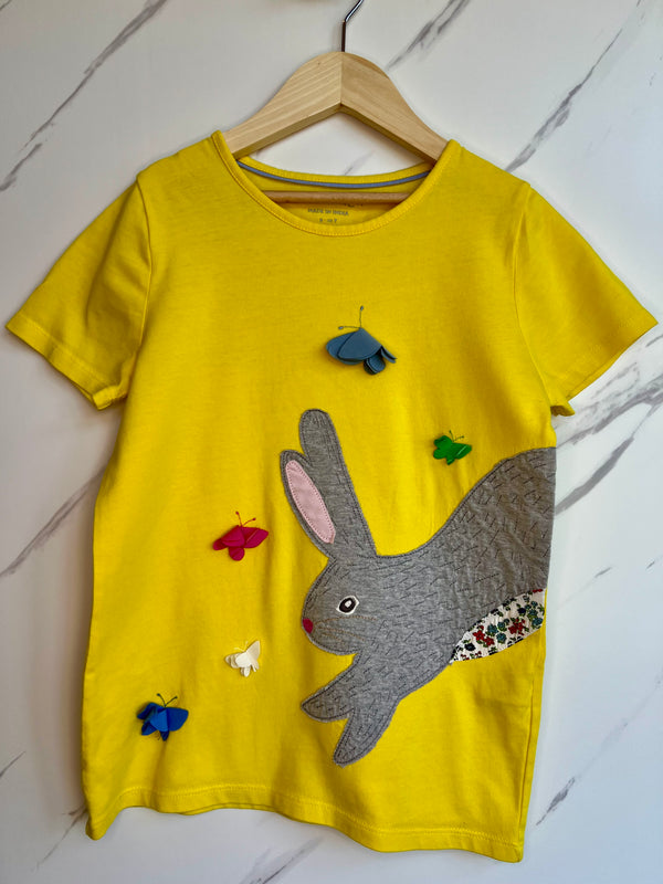 Boden Yellow Applique Bunny T-Shirt Age 9-10 Years