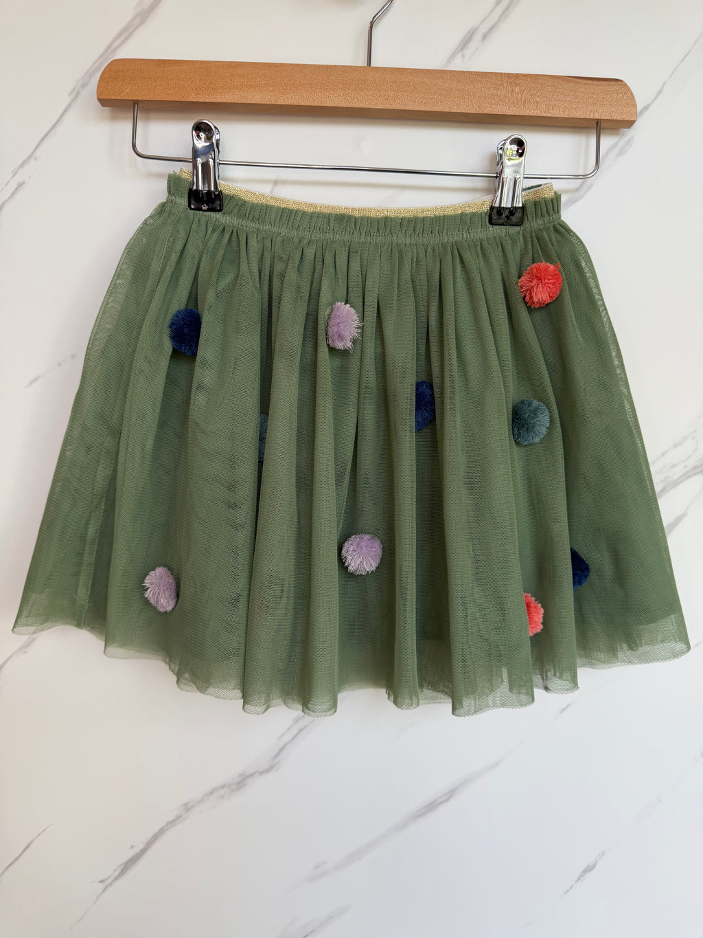 White Stuff Green Pom Pom Skirt Age 5-6 Years