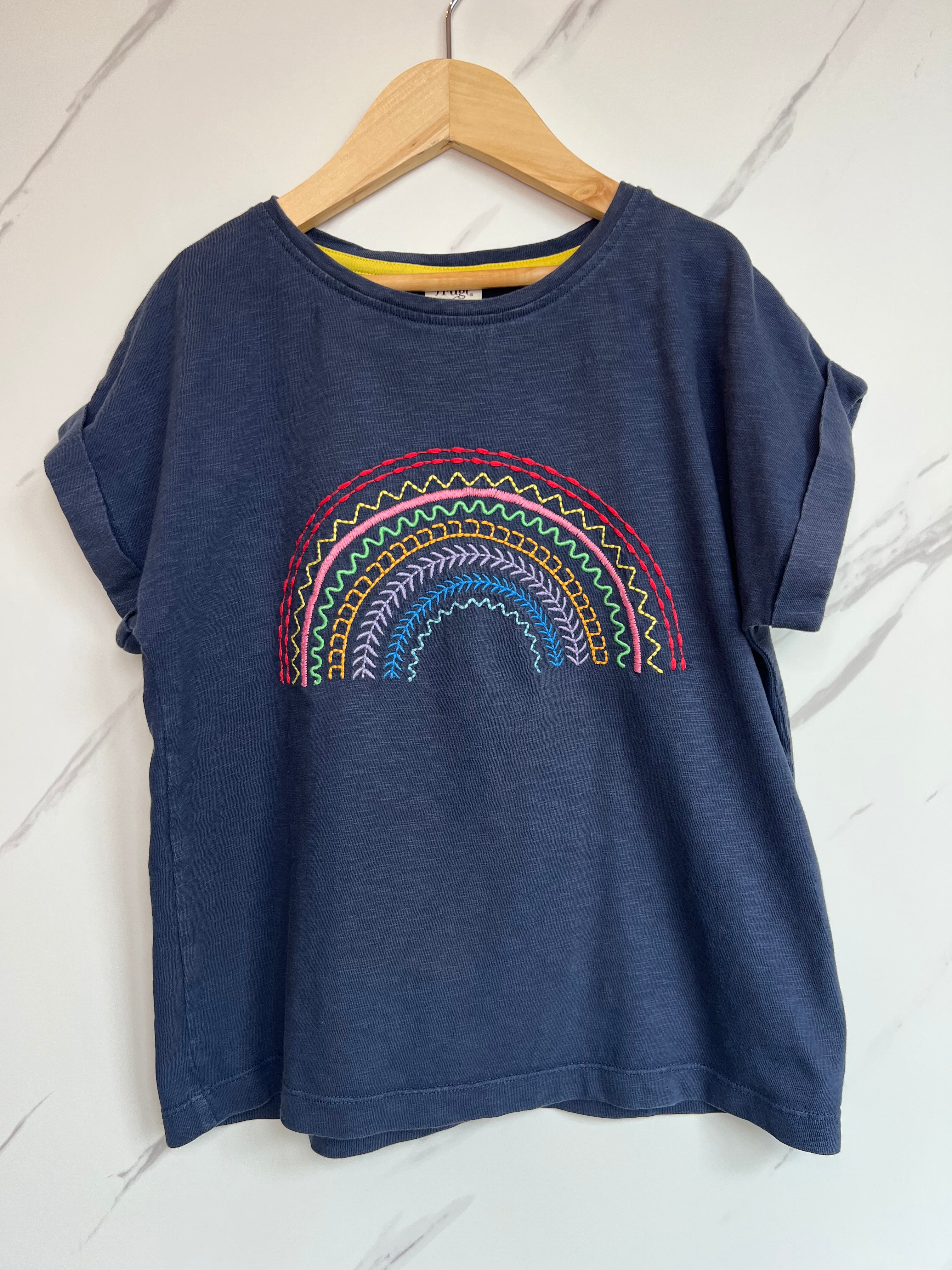 Frugi Navy Rainbow T-Shirt Age 9-10 Years