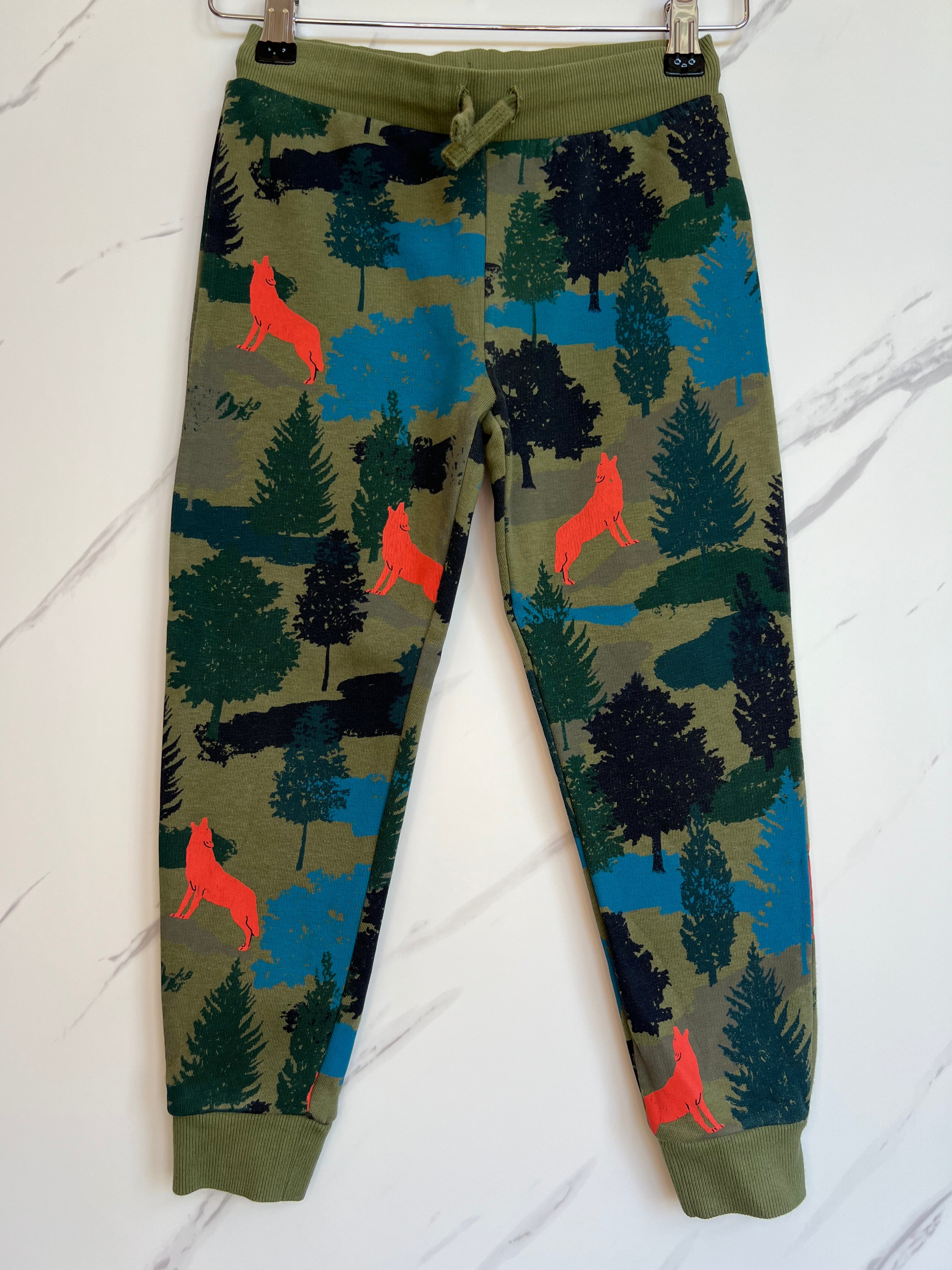 M&S Khaki Joggers with Woodland Wolves Design Age 5-6 Years