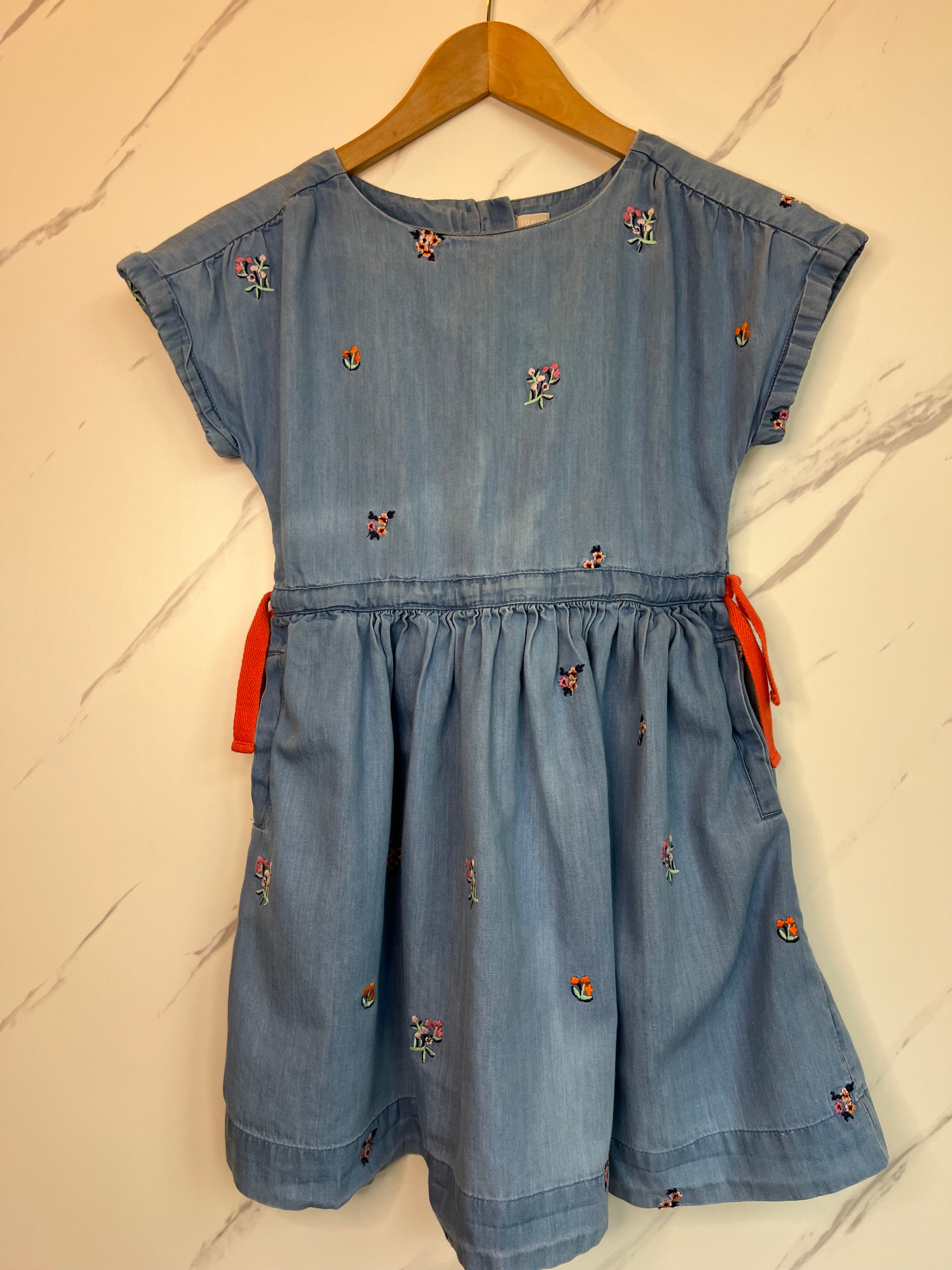 John Lewis Embroidered Chambray Dress Age 6-7 Years