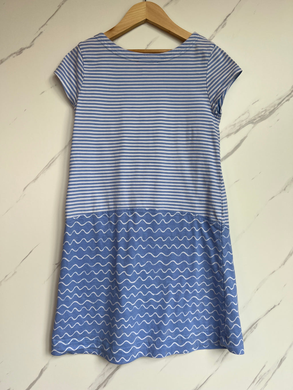 Joules Blue Striped & Wave Dress 9-10 Years