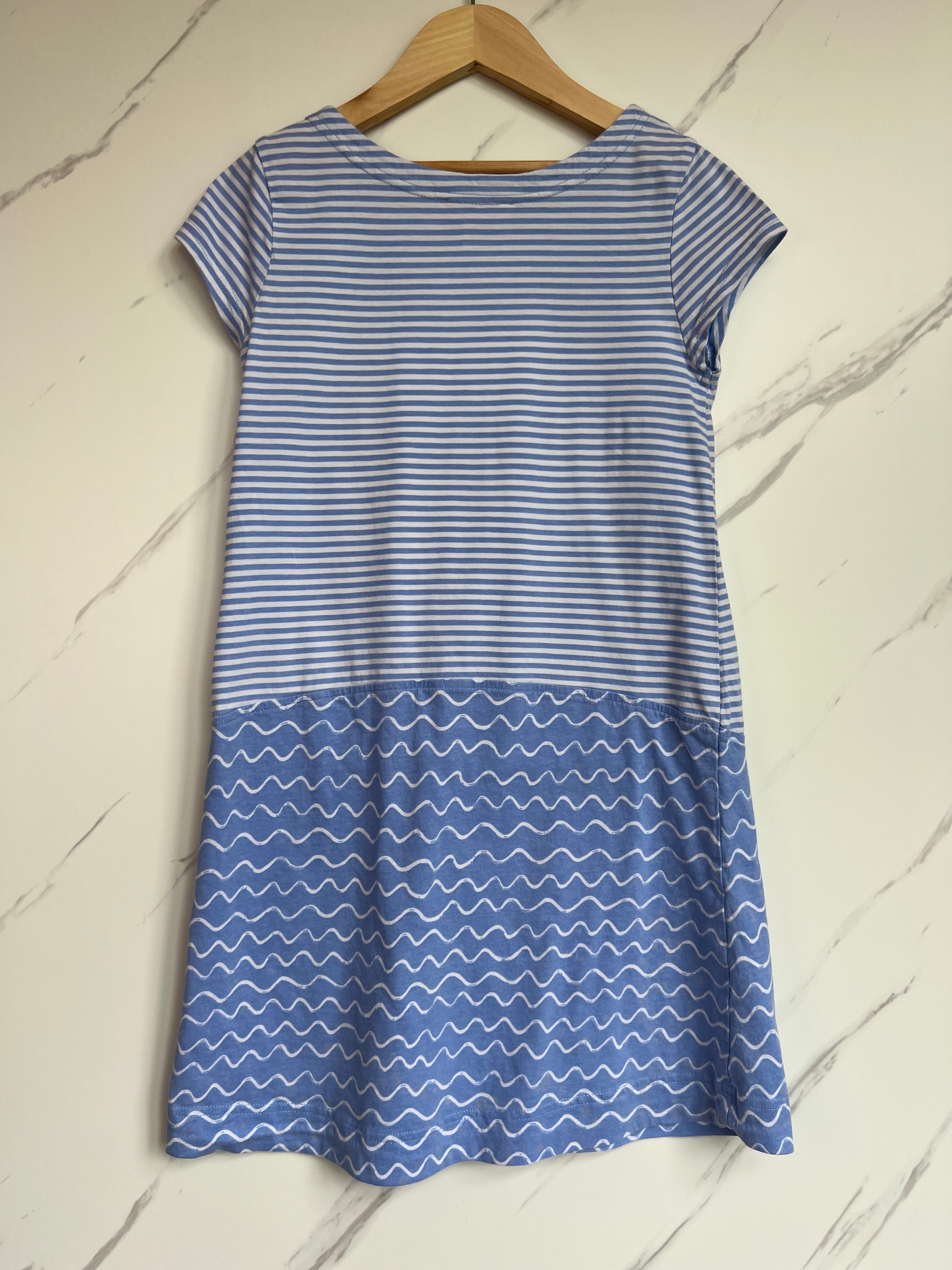 Joules Blue Striped & Wave Dress 9-10 Years