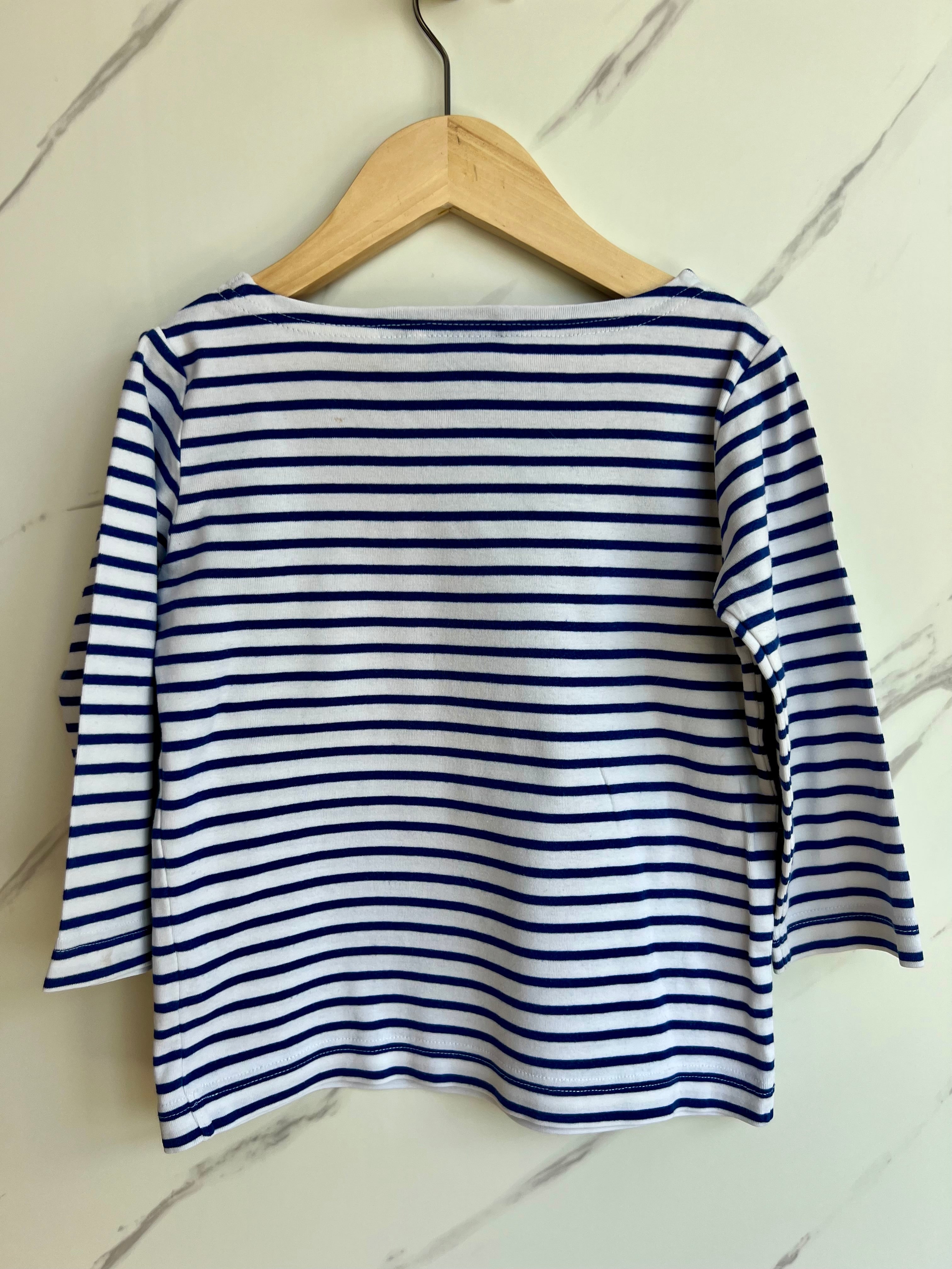 Mini Boden Navy & White Striped Long-Sleeved Top Age 5-6 Years
