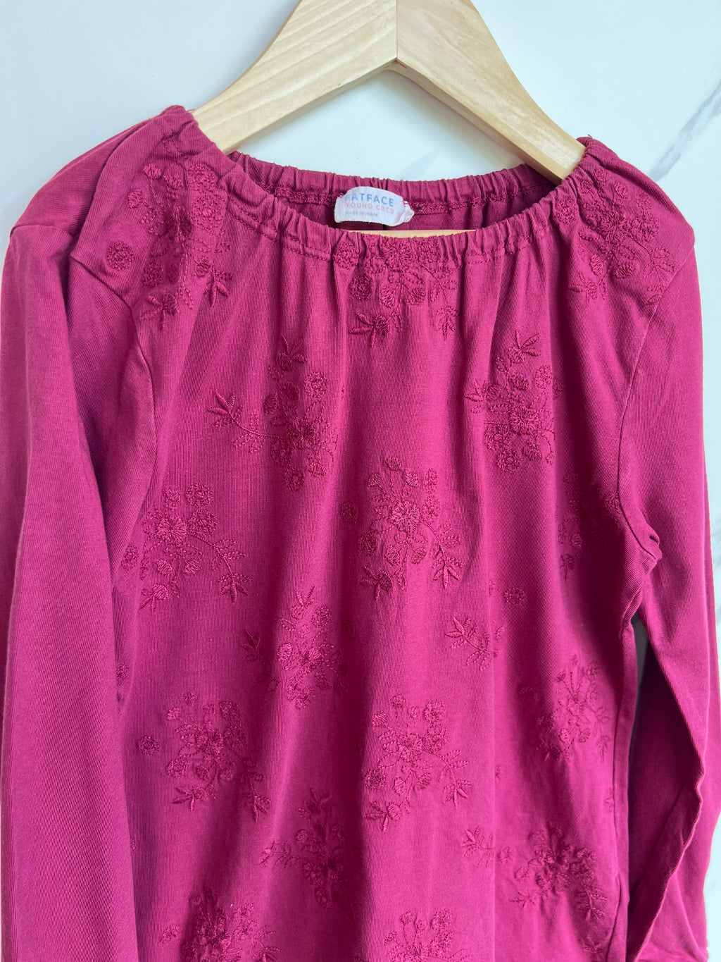 Fatface Pink Embroidered Lightweight Top Age 9-10 Years
