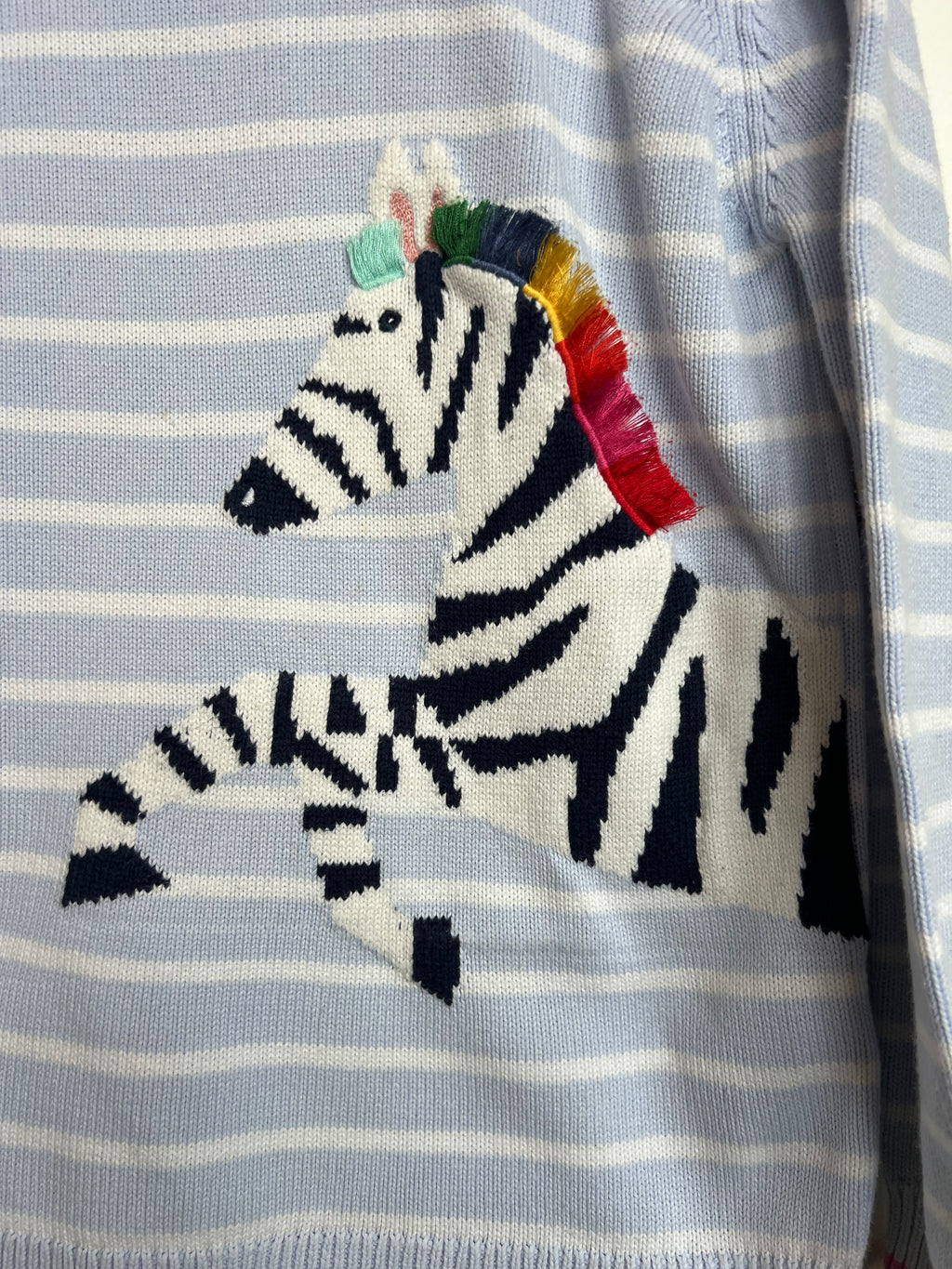 Joules Pale Blue Striped Zebra Jumper Age 9 Years