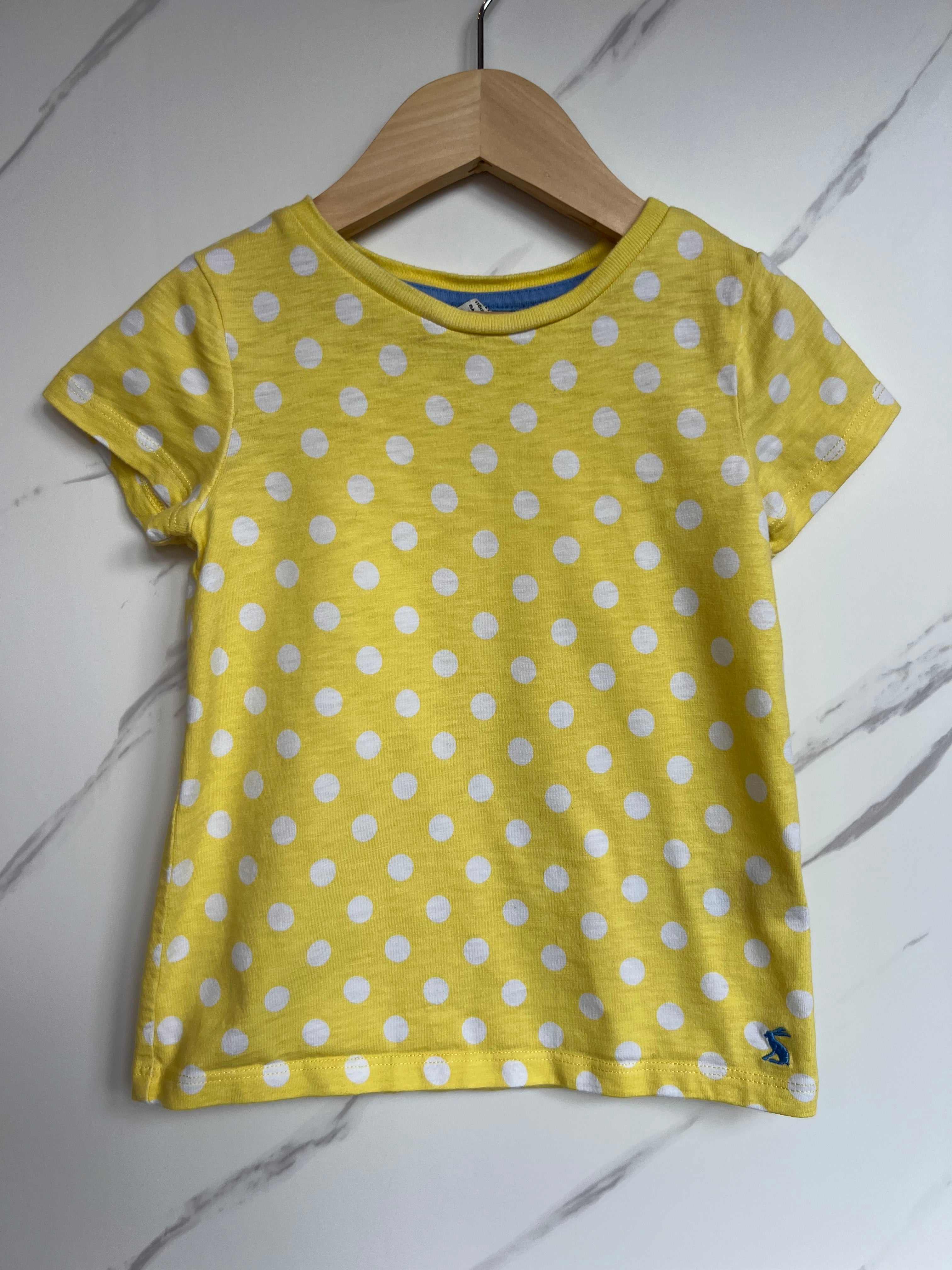 Joules Yellow Polka Dot T-Shirt Age 5 Years